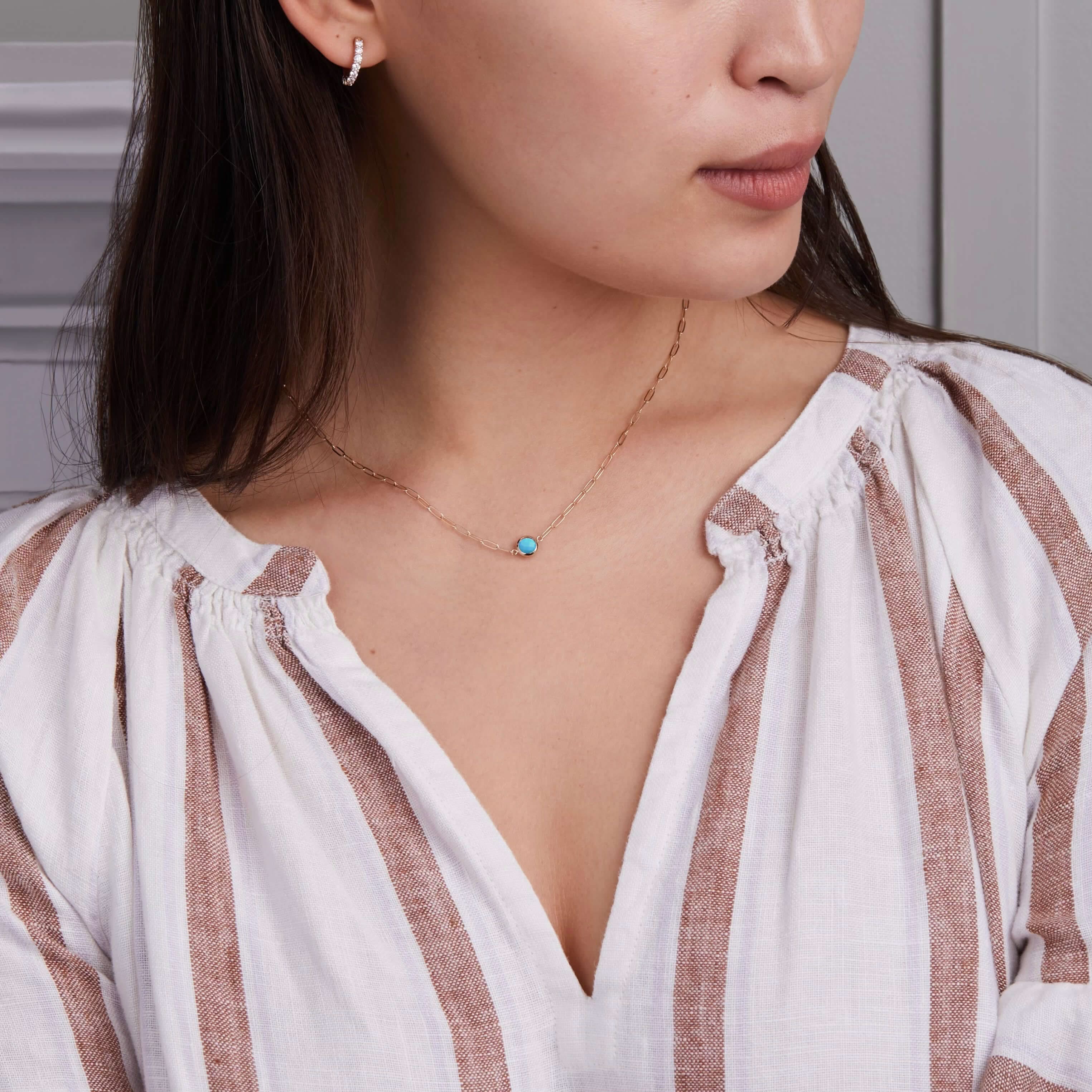 Grand 1 Turquoise Adelaide Mini Necklace in 14k Gold (December) - Image 2