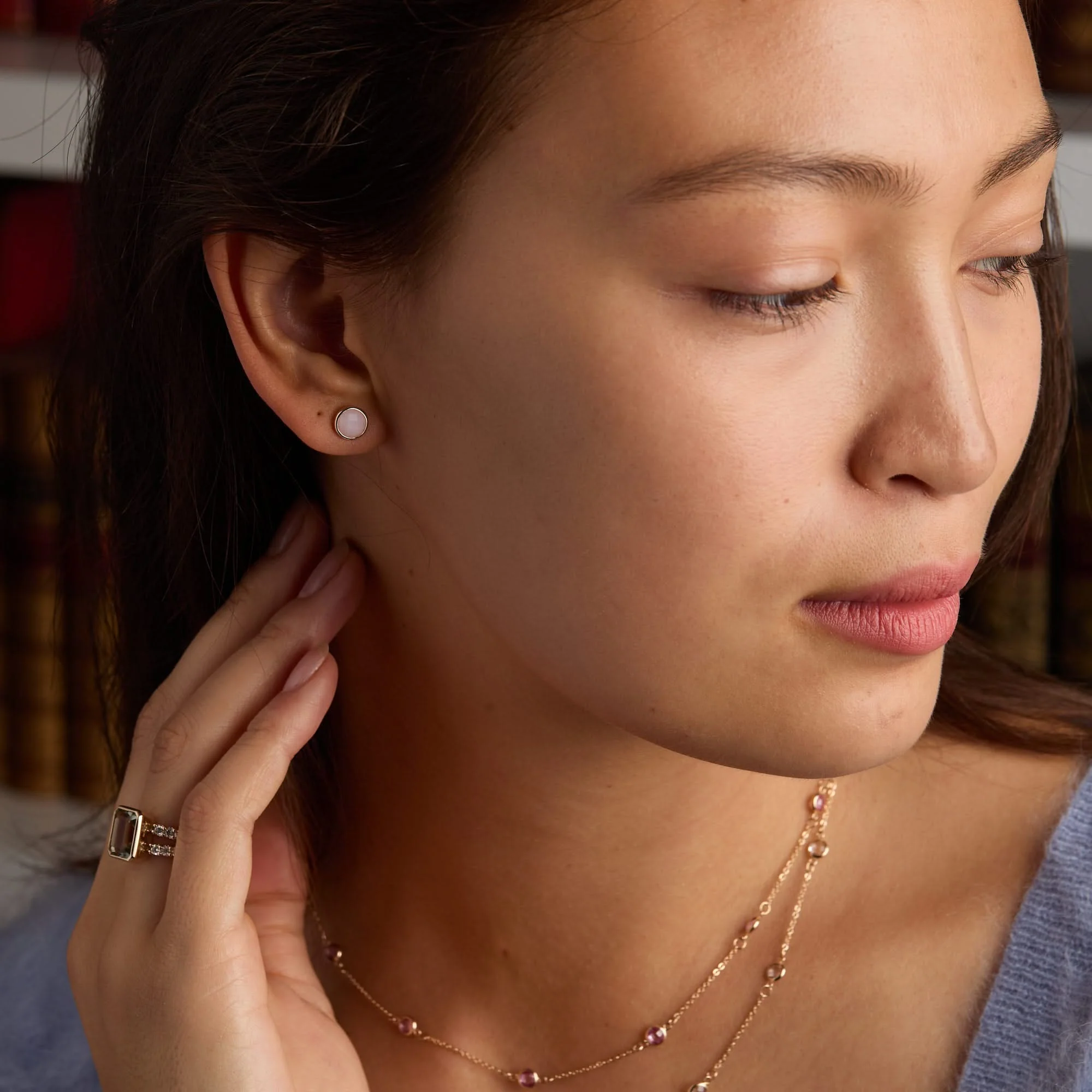 Grand Birthstone Stud Earrings in 14k Gold - Image 11