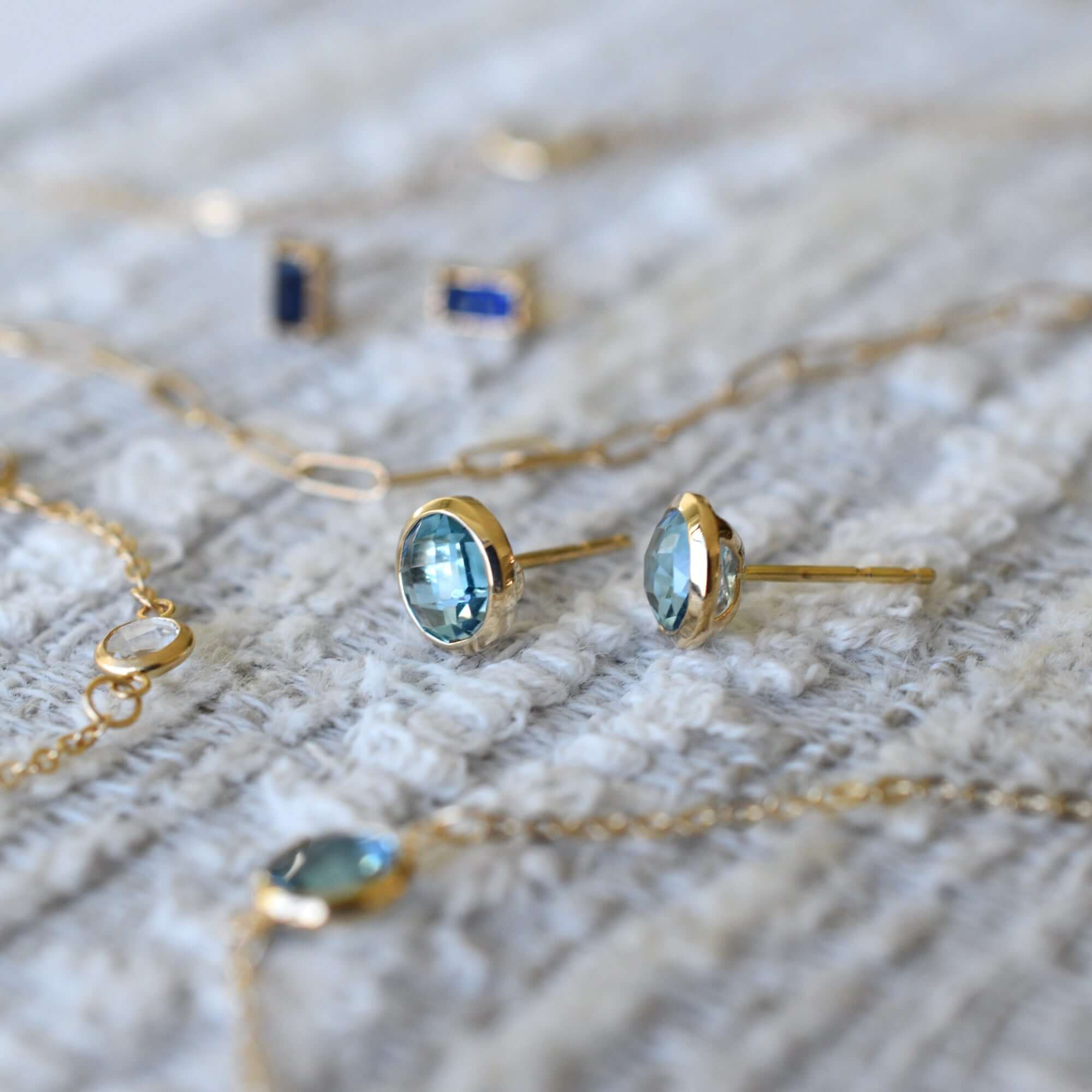 Grand Birthstone Stud Earrings in 14k Gold - Image 7