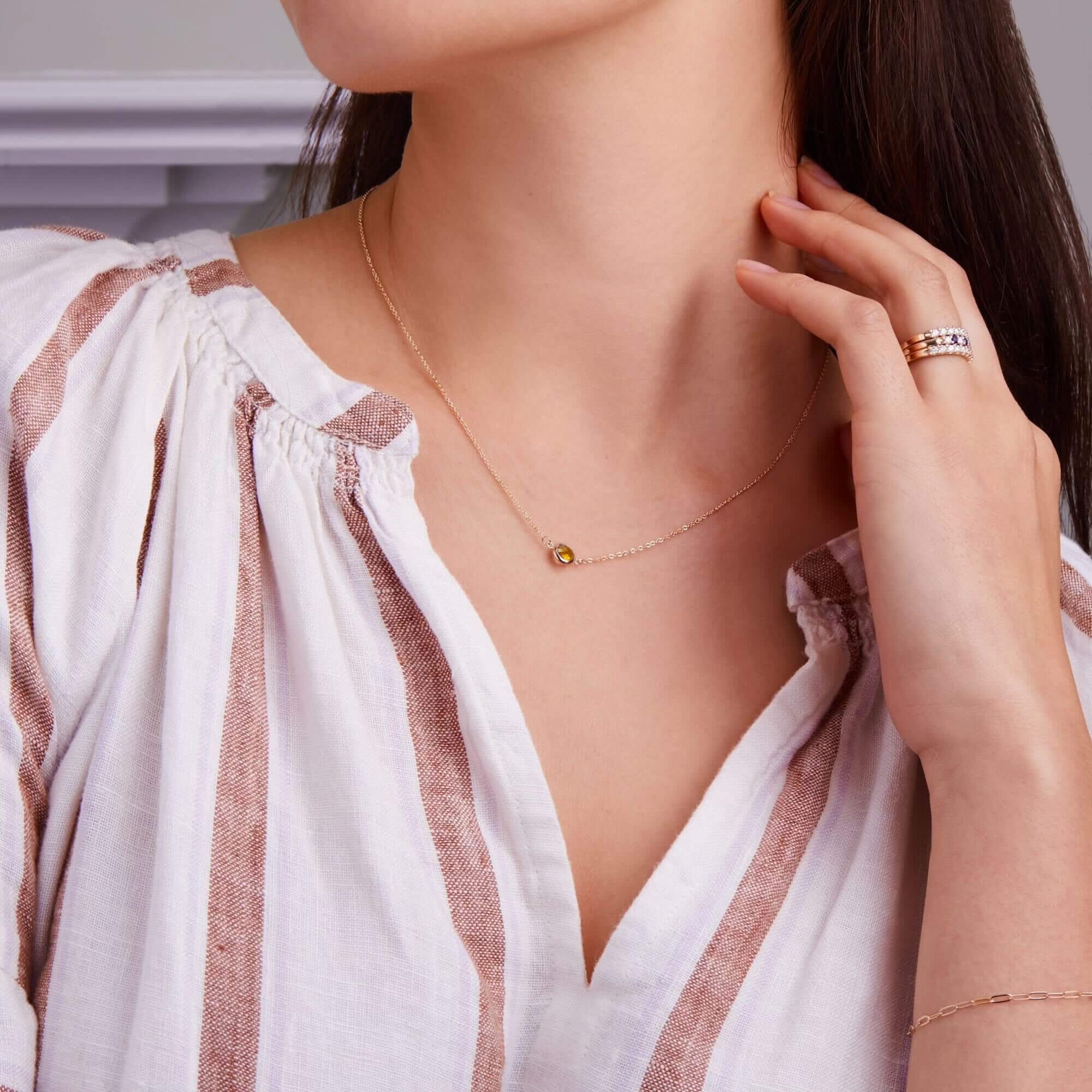 Grand 1 Citrine Necklace in 14k Gold (November) - Image 2