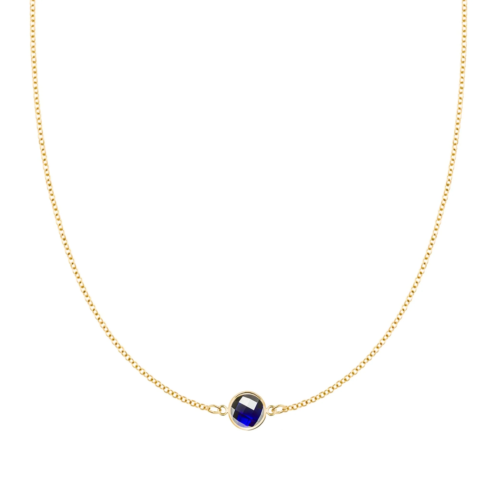 Grand 1 Sapphire Necklace in 14k Gold (September)