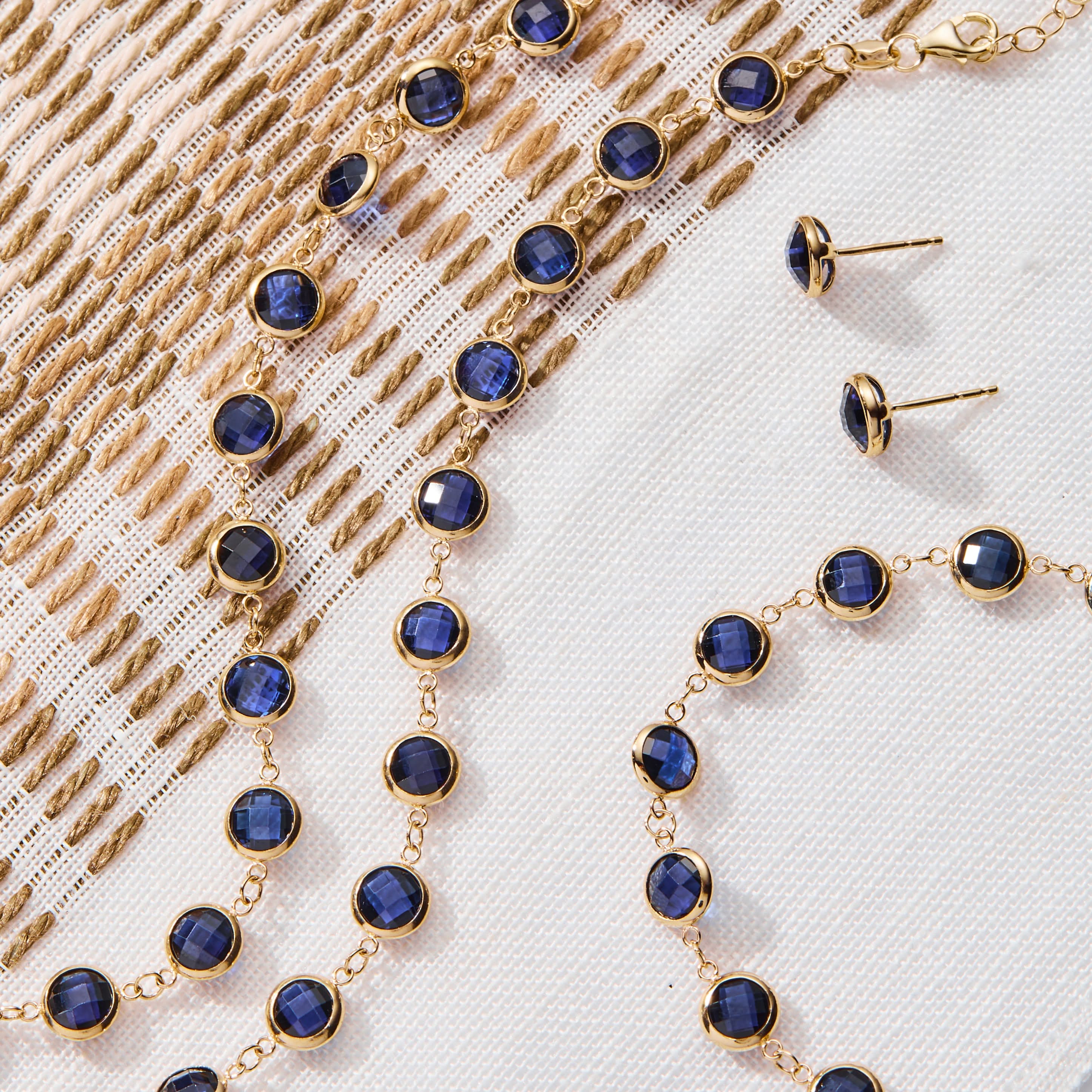 Grand Sapphire Stud Earrings in 14k Gold (September) - Image 7