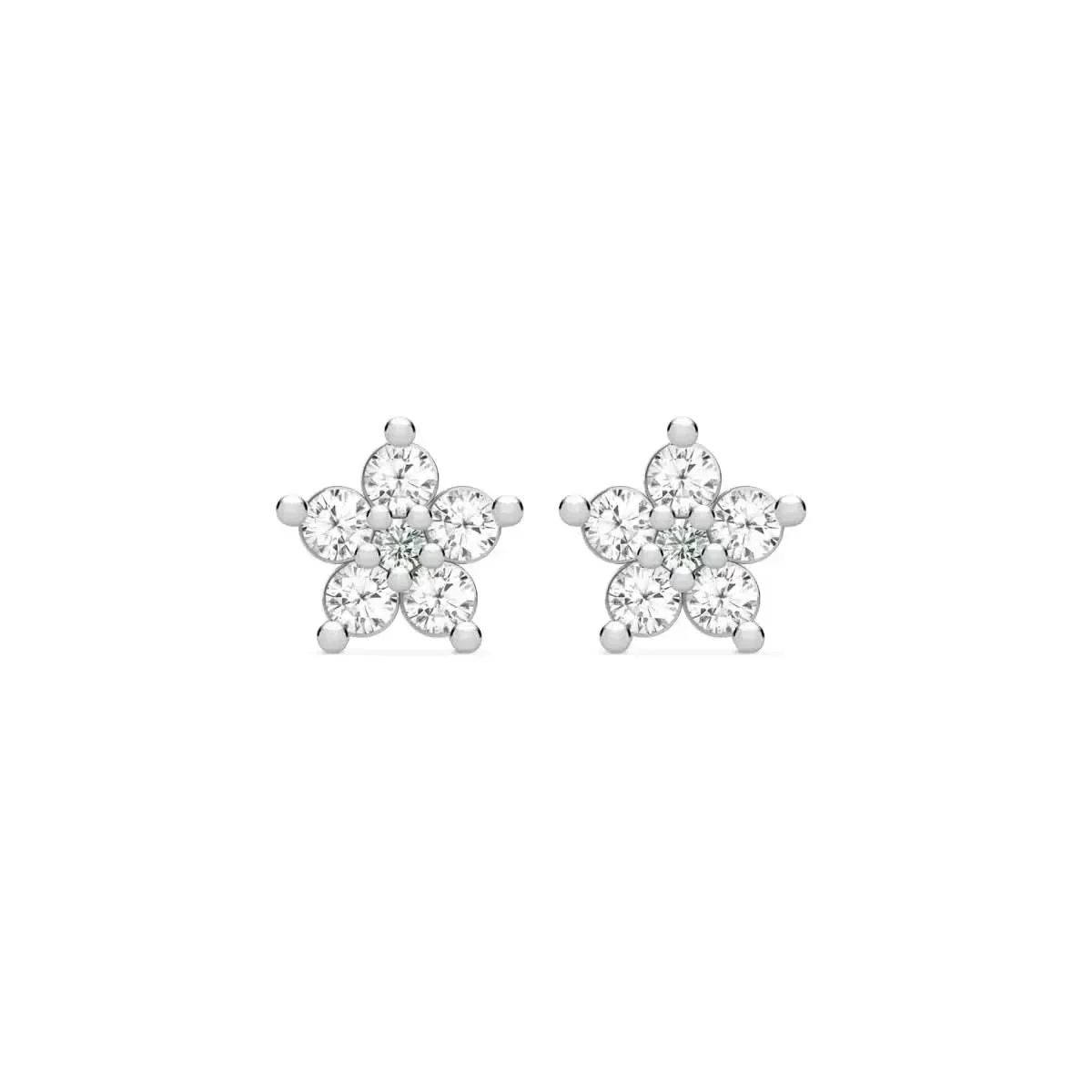 Greenwich Mini Flower Birthstone & Diamond Earrings in 14k Gold - Image 5
