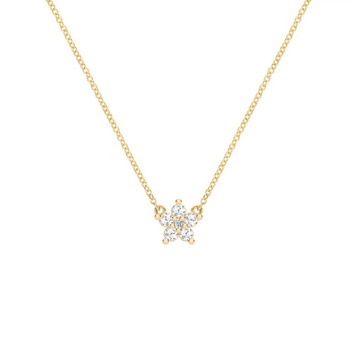 Greenwich Mini Flower Birthstone & Diamond Necklace in 14k Gold