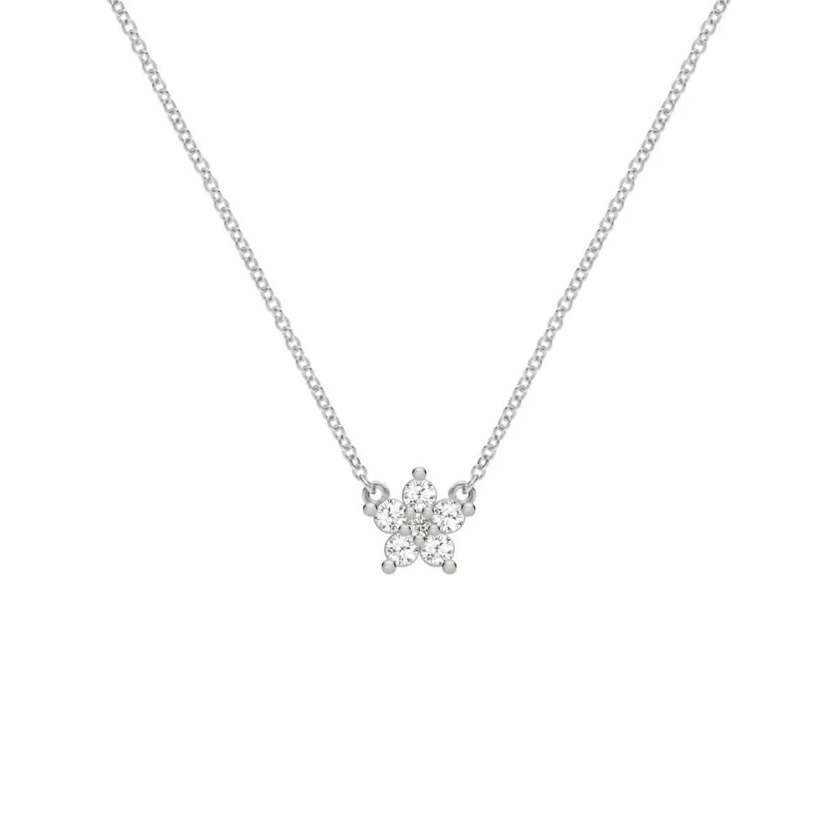 Greenwich Mini Flower Birthstone & Diamond Necklace in 14k Gold - Image 5