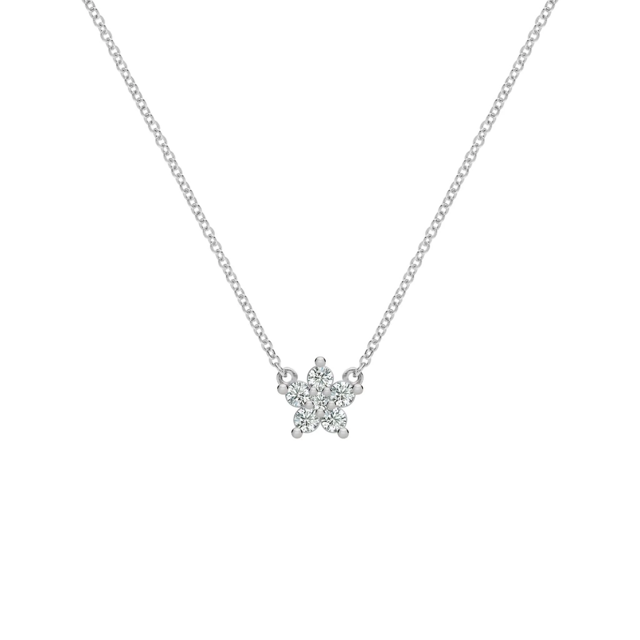 Greenwich Mini Flower Diamond Necklace in 14k Gold (April) - Image 5