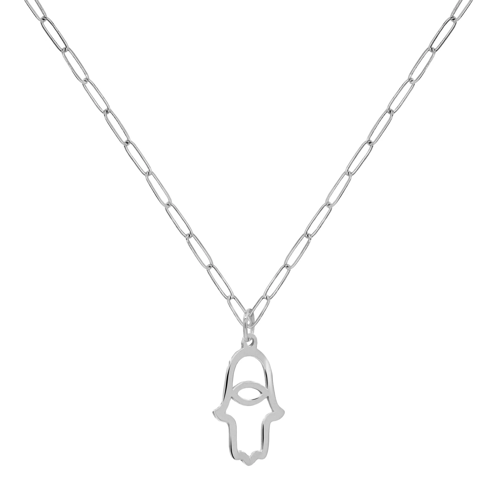 Hamsa Pendant with Adelaide Mini Chain in 14k Gold - Image 4