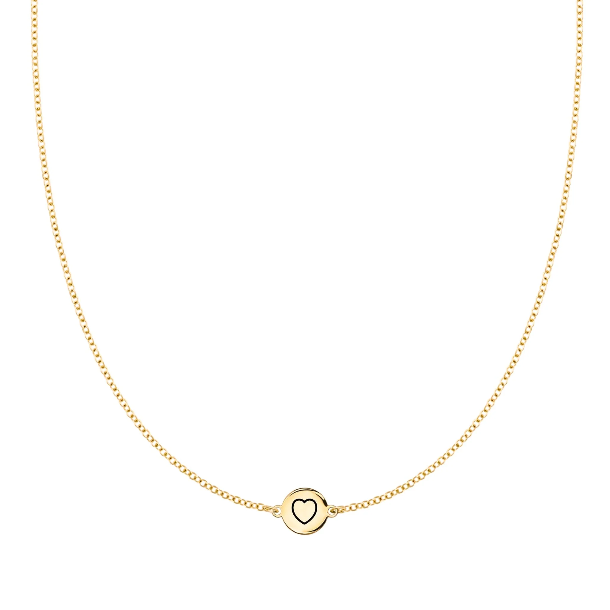 Heart Disc Necklace in 14k Gold