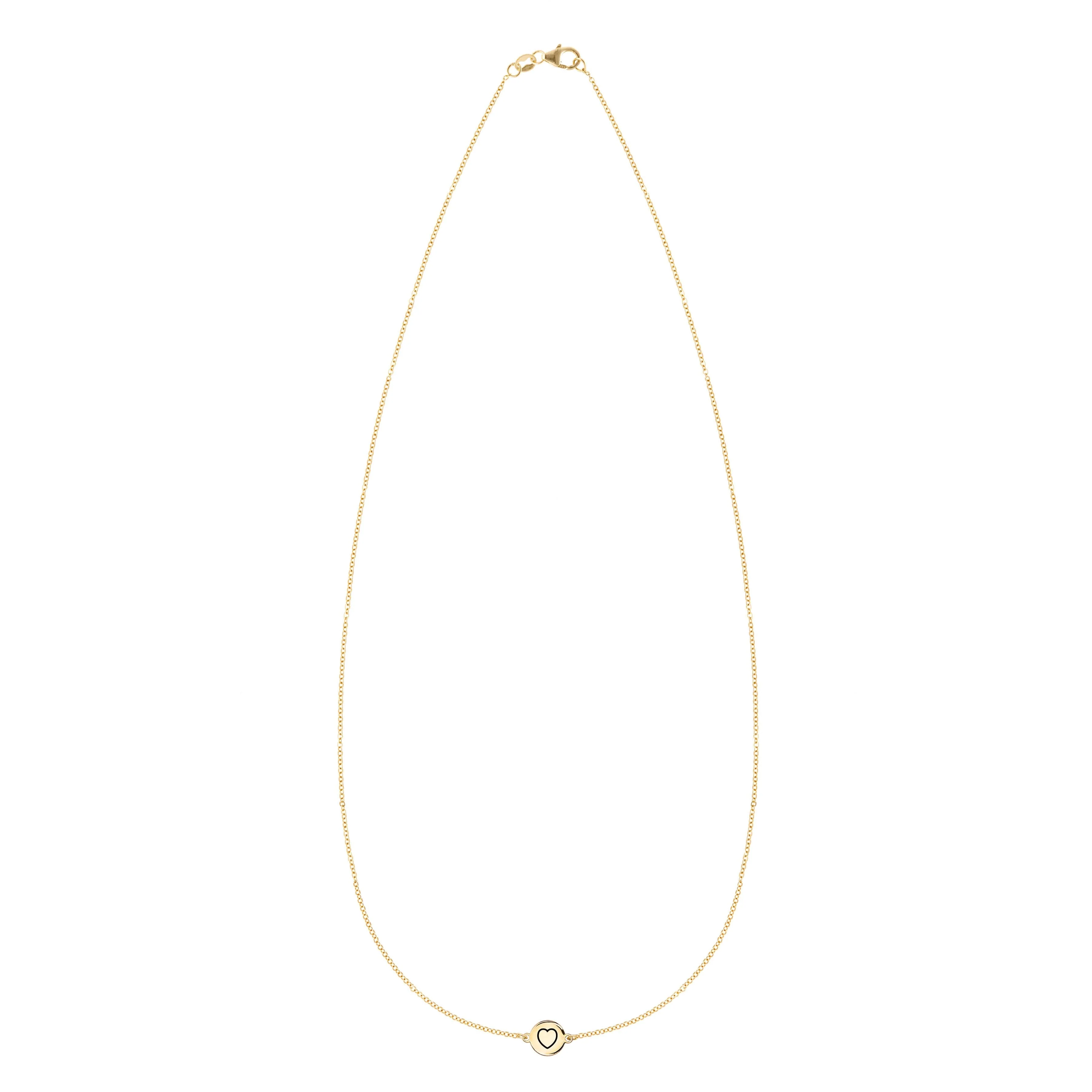 Heart Disc Necklace in 14k Gold - Image 4
