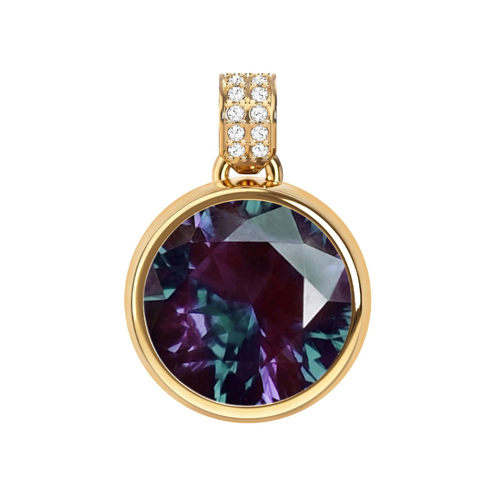 Jamestown Alexandrite Pendant with Diamond Bail in 14k Gold (June)