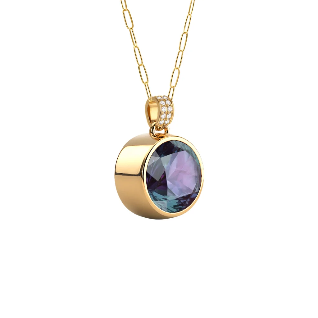 Jamestown Alexandrite Pendant with Diamond Bail in 14k Gold (June) - Image 4