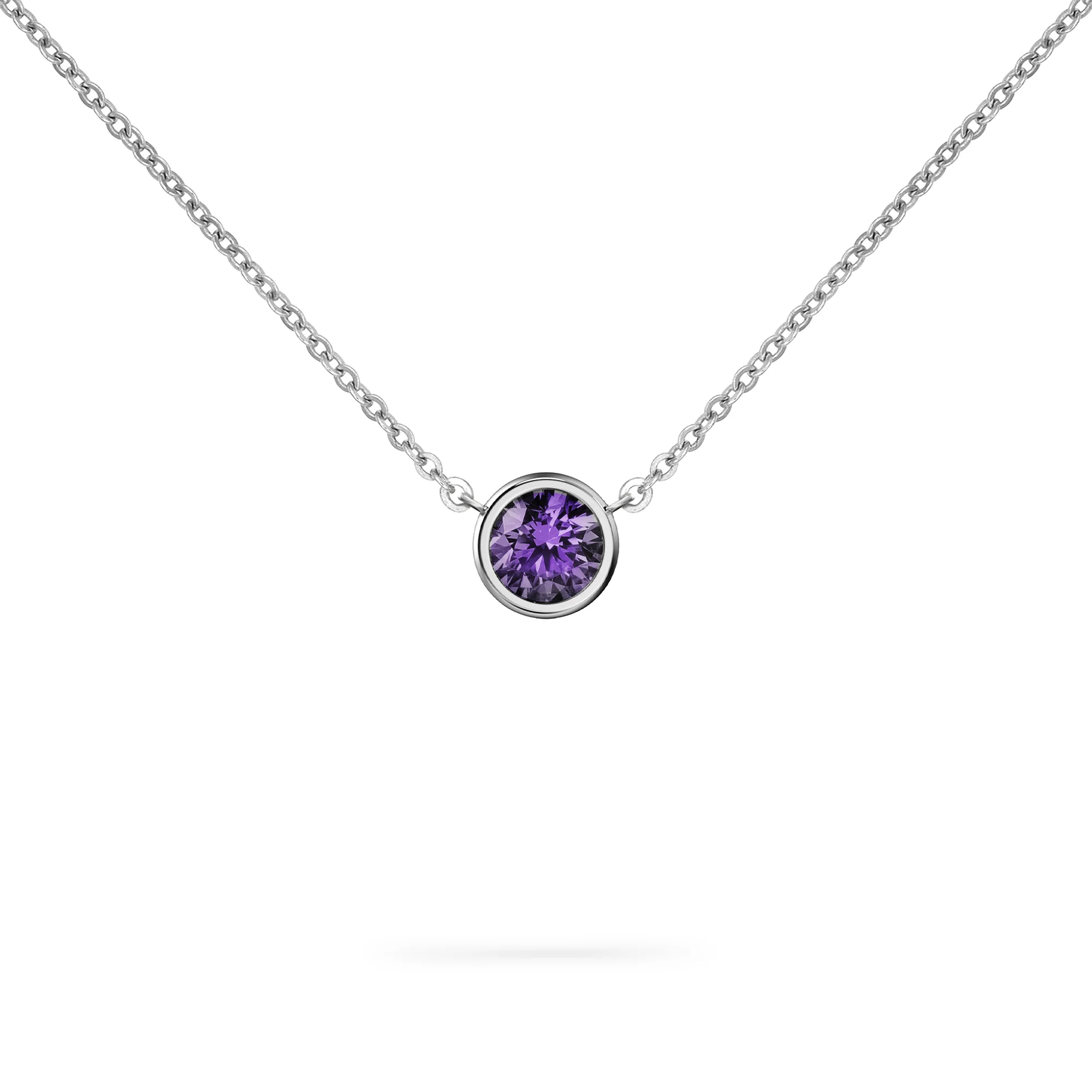 Jamestown Amethyst Solitaire Necklace in 14k Gold (February) - Image 5