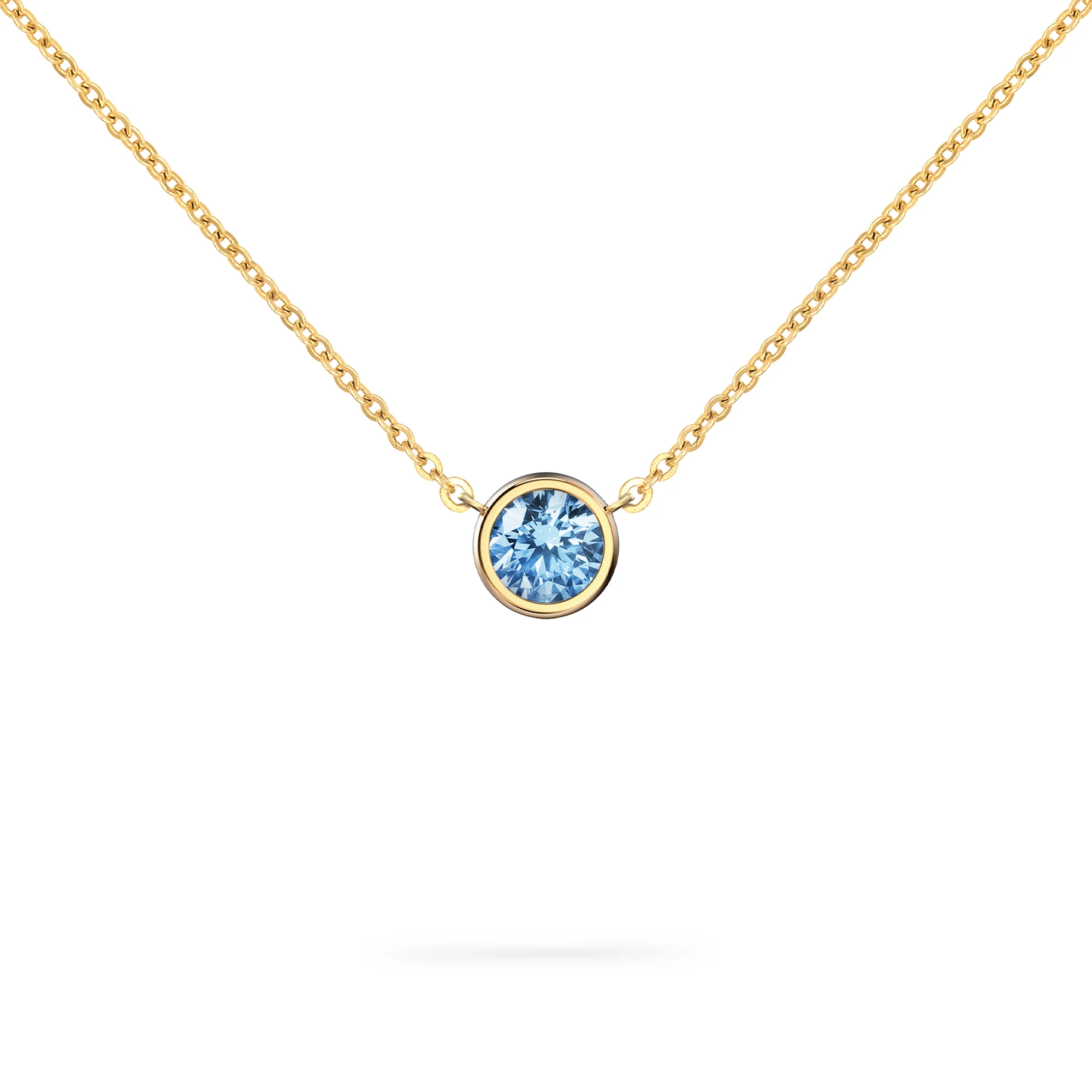 Jamestown Aquamarine Solitaire Necklace in 14k Gold (March)