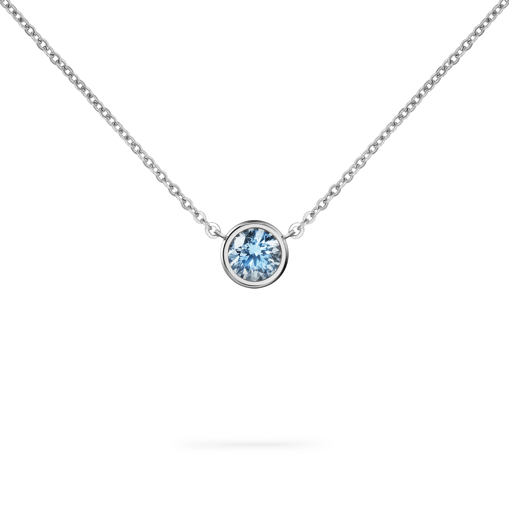 Jamestown Aquamarine Solitaire Necklace in 14k Gold (March) - Image 5