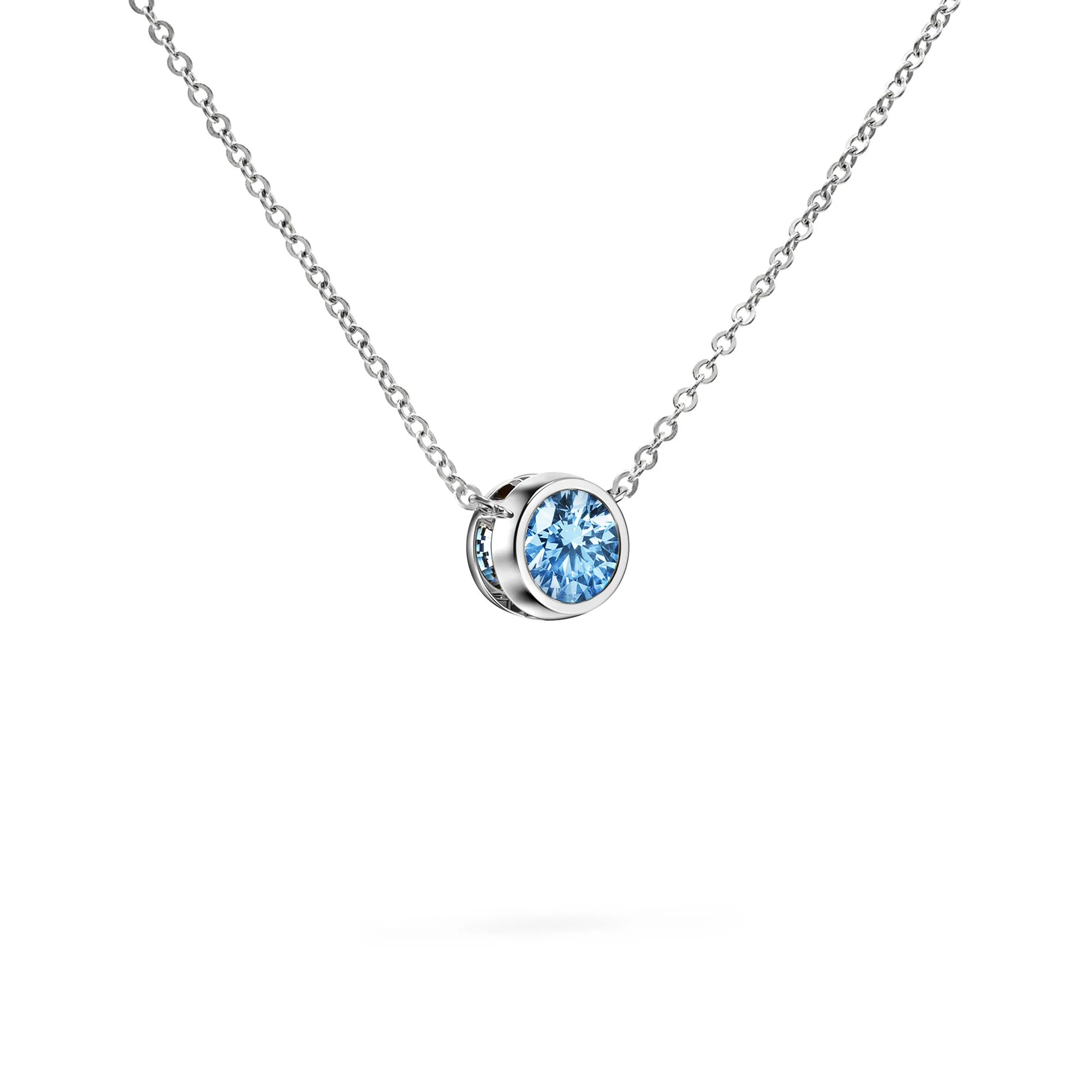 Jamestown Aquamarine Solitaire Necklace in 14k Gold (March) - Image 8