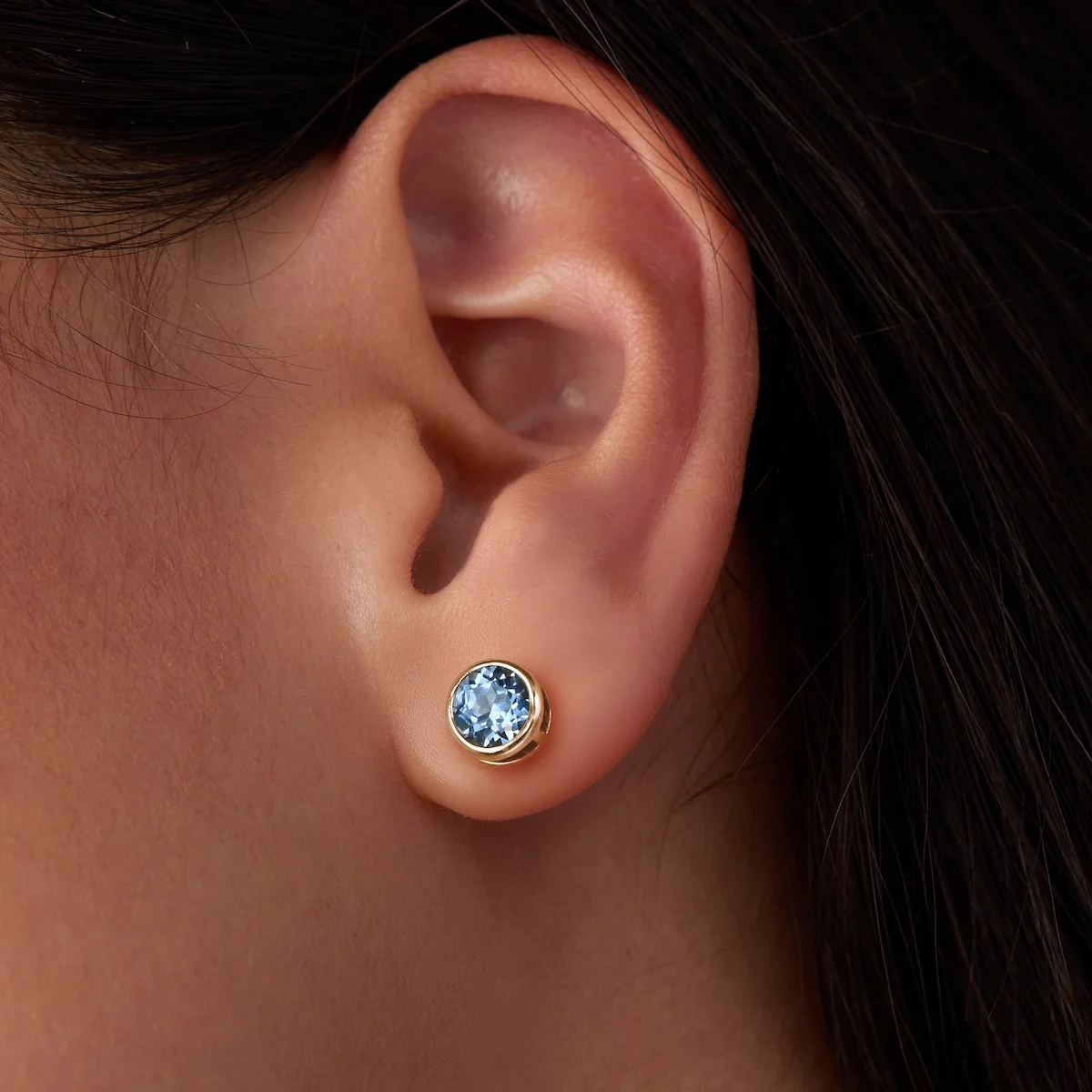 Jamestown Aquamarine Stud Earrings in 14k Gold (March) - Image 6