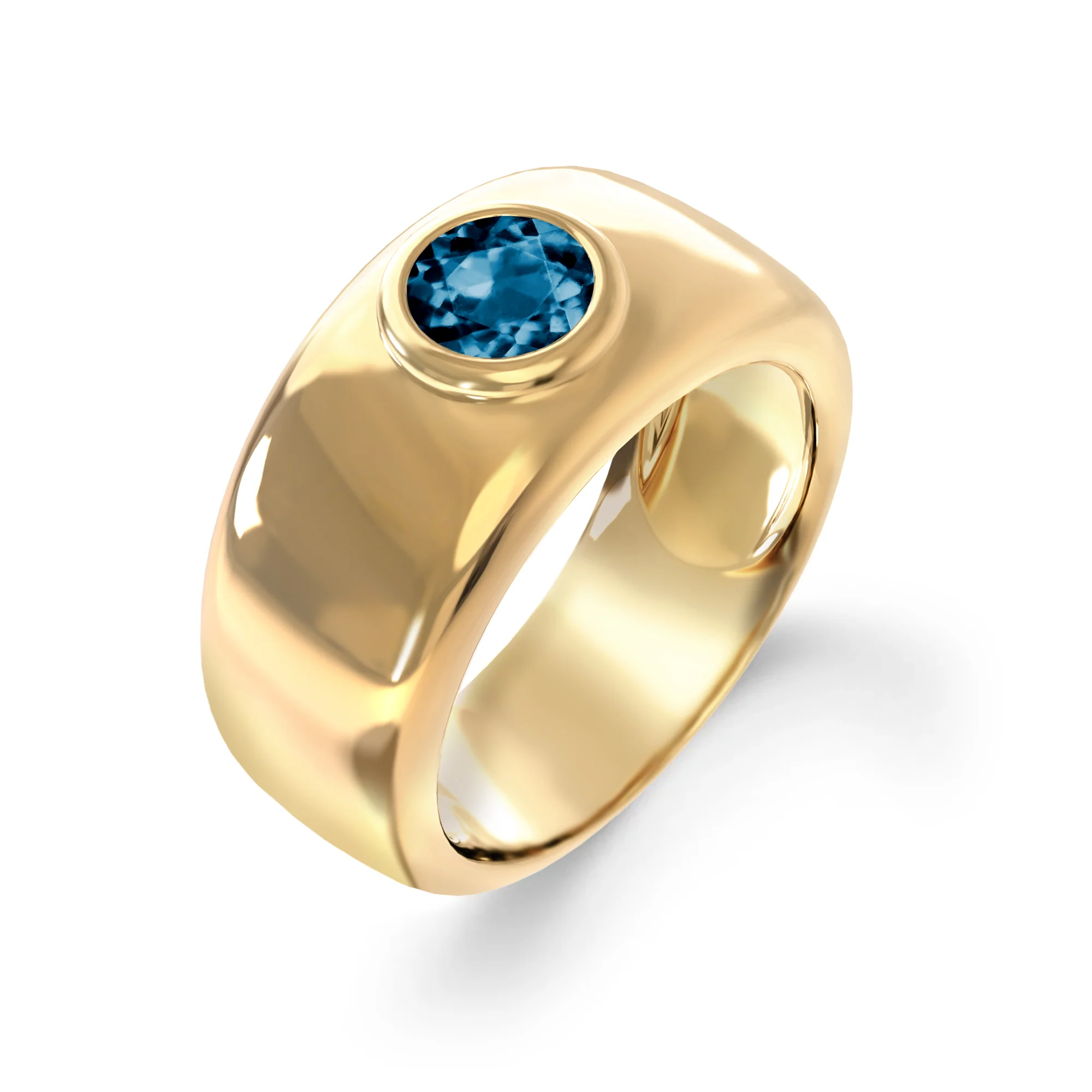 Jamestown Atlantic Blue Topaz Band Ring in 14k Gold (December) - Image 4