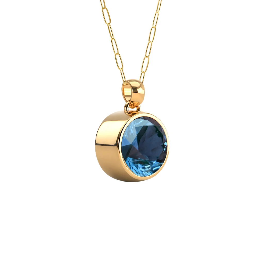 Jamestown Atlantic Blue Topaz Pendant in 14k Gold (December) - Image 4