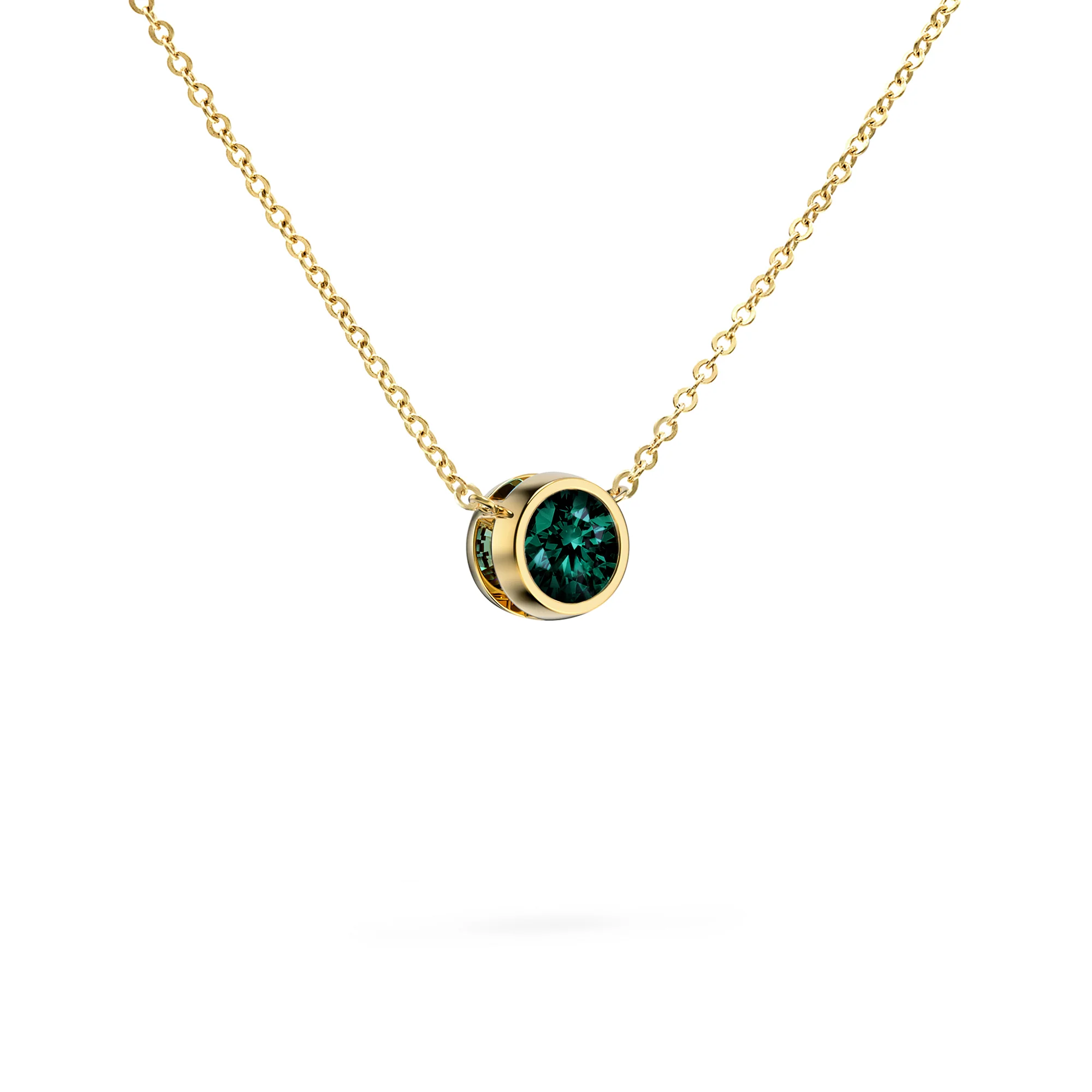 Jamestown Emerald Solitaire Necklace in 14k Gold (May) - Image 4