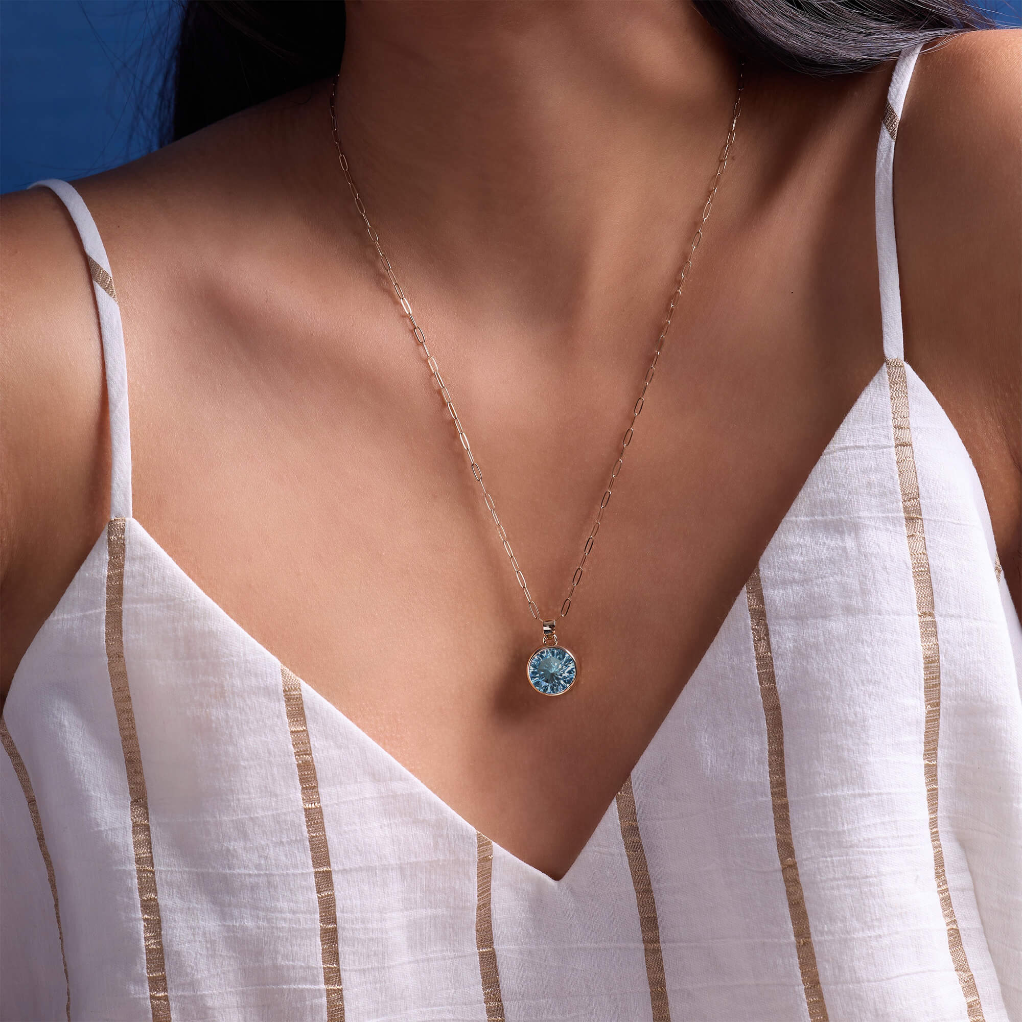 Jamestown Nantucket Blue Topaz Pendant in 14k Gold (December) - Image 2