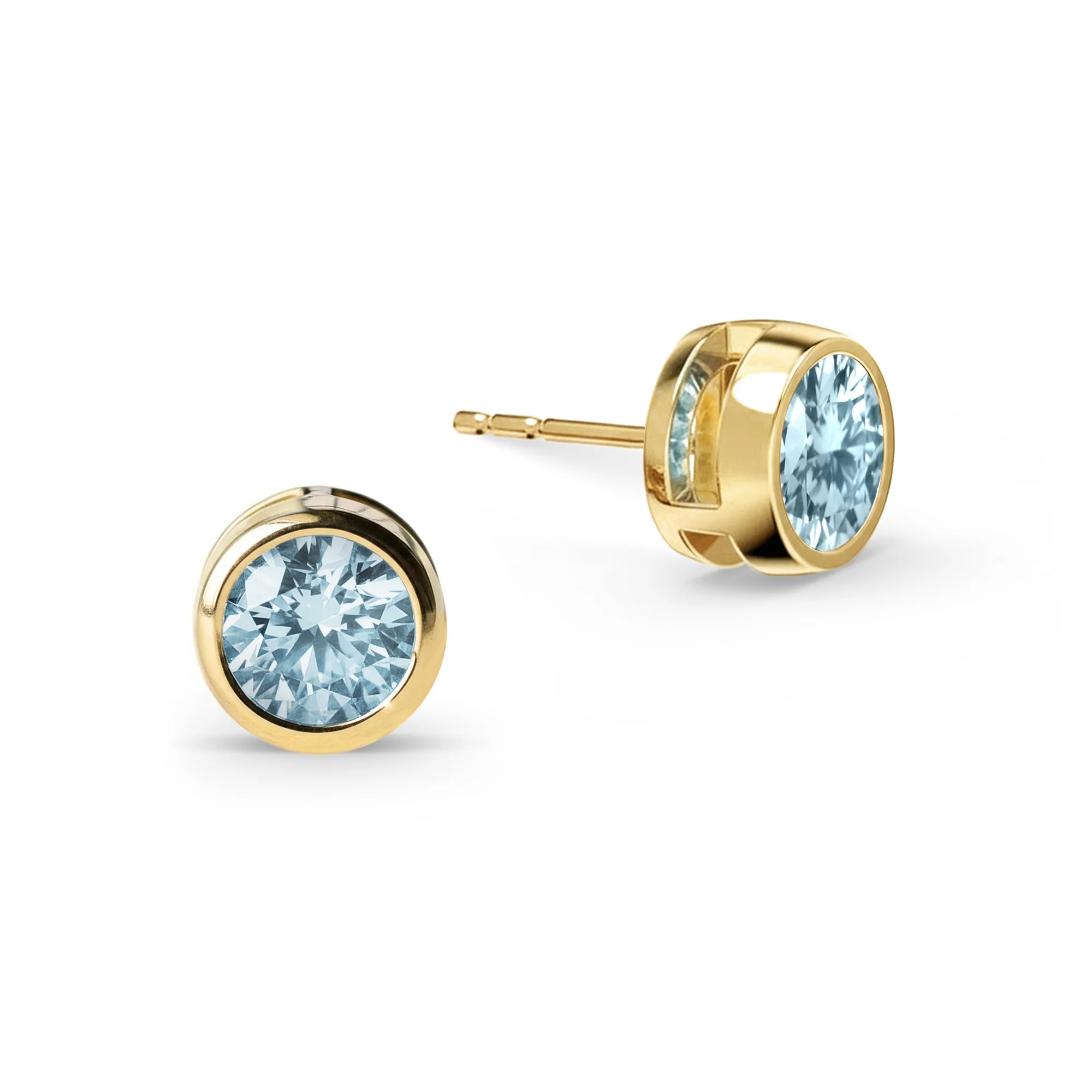 Nantucket Blue Topaz Earrings in Solid 14k Gold