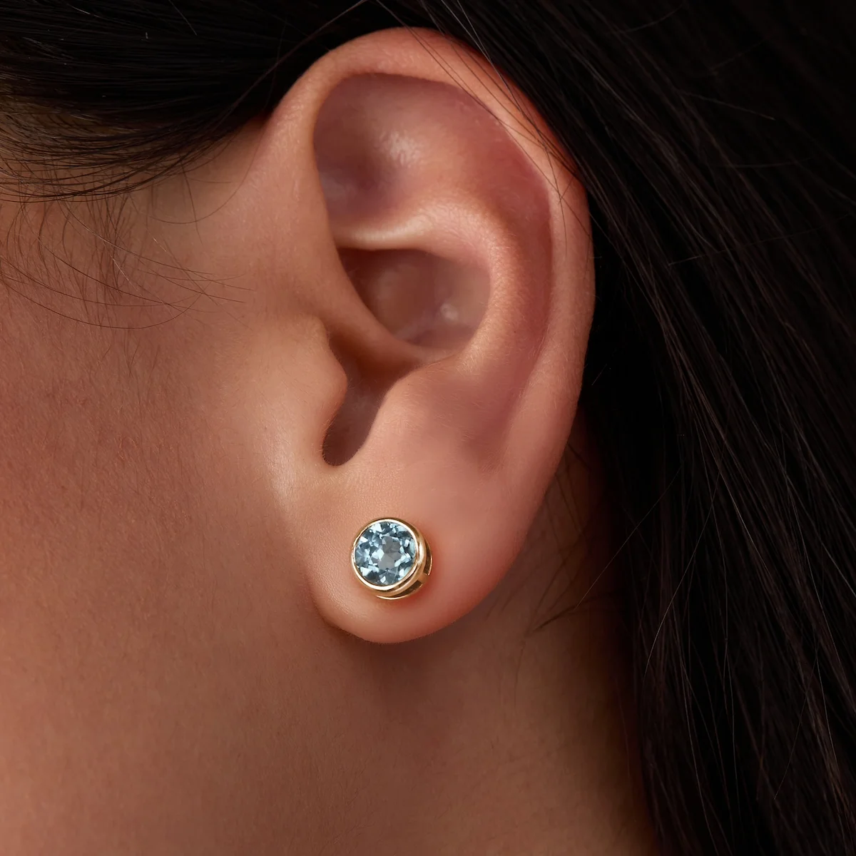 Jamestown Nantucket Blue Topaz Stud Earrings in 14k Gold (December) - Image 6