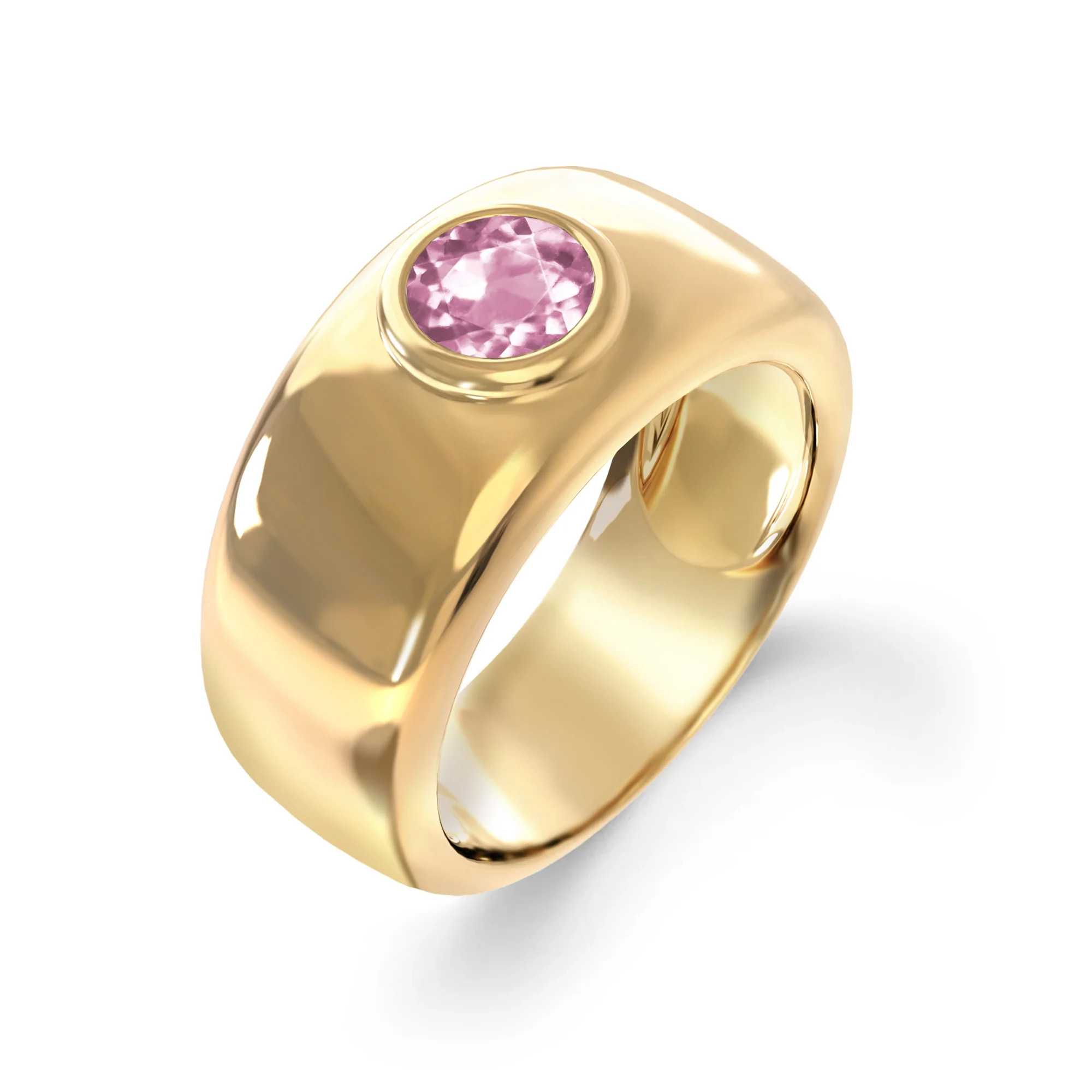 Jamestown Pink Sapphire Band Ring in 14k Gold (October) - Image 4