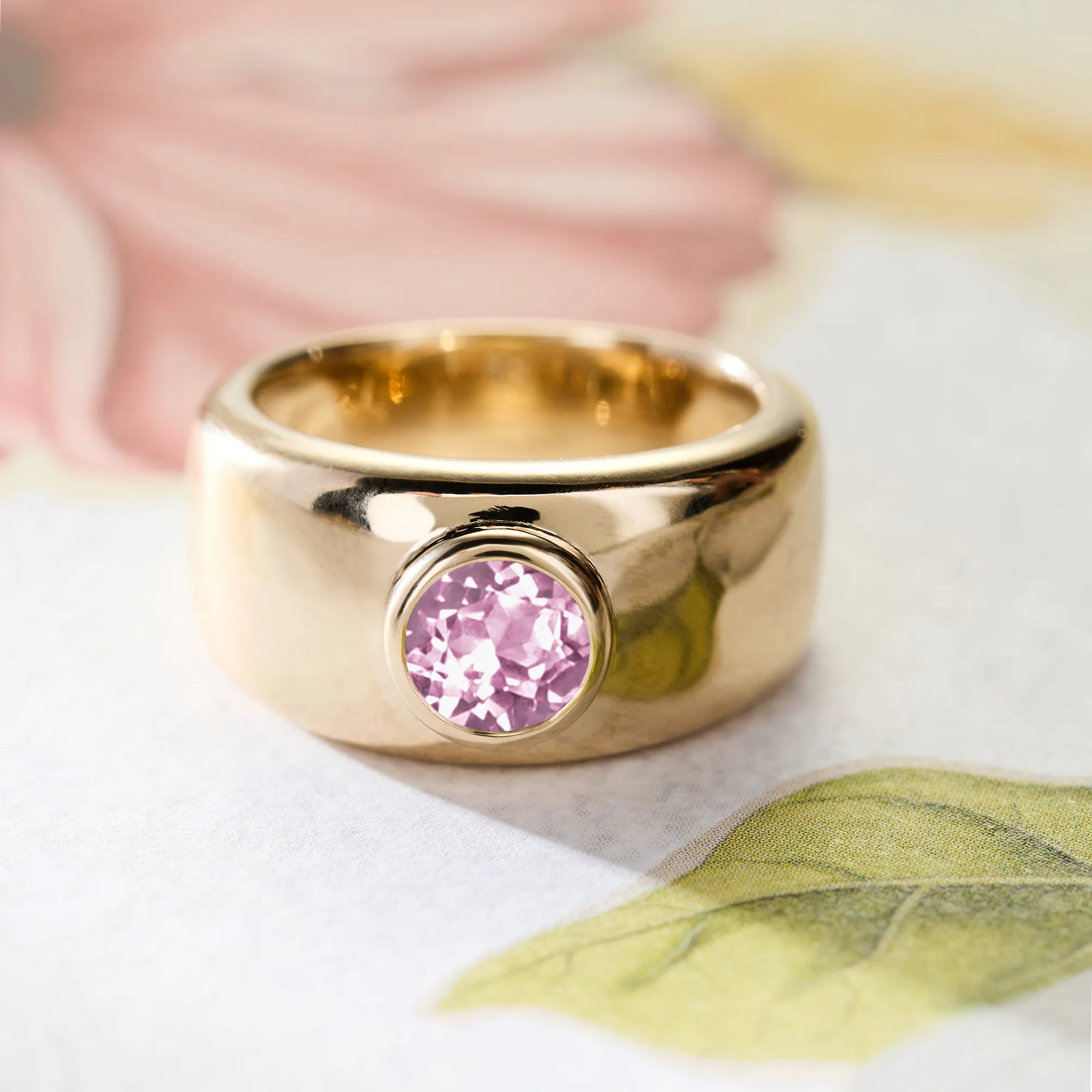Jamestown Pink Sapphire Band Ring in 14k Gold (October) - Image 6