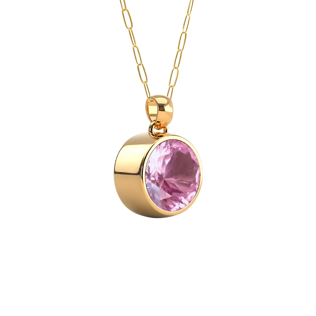 Jamestown Pink Sapphire Pendant in 14k Gold (October) - Image 4