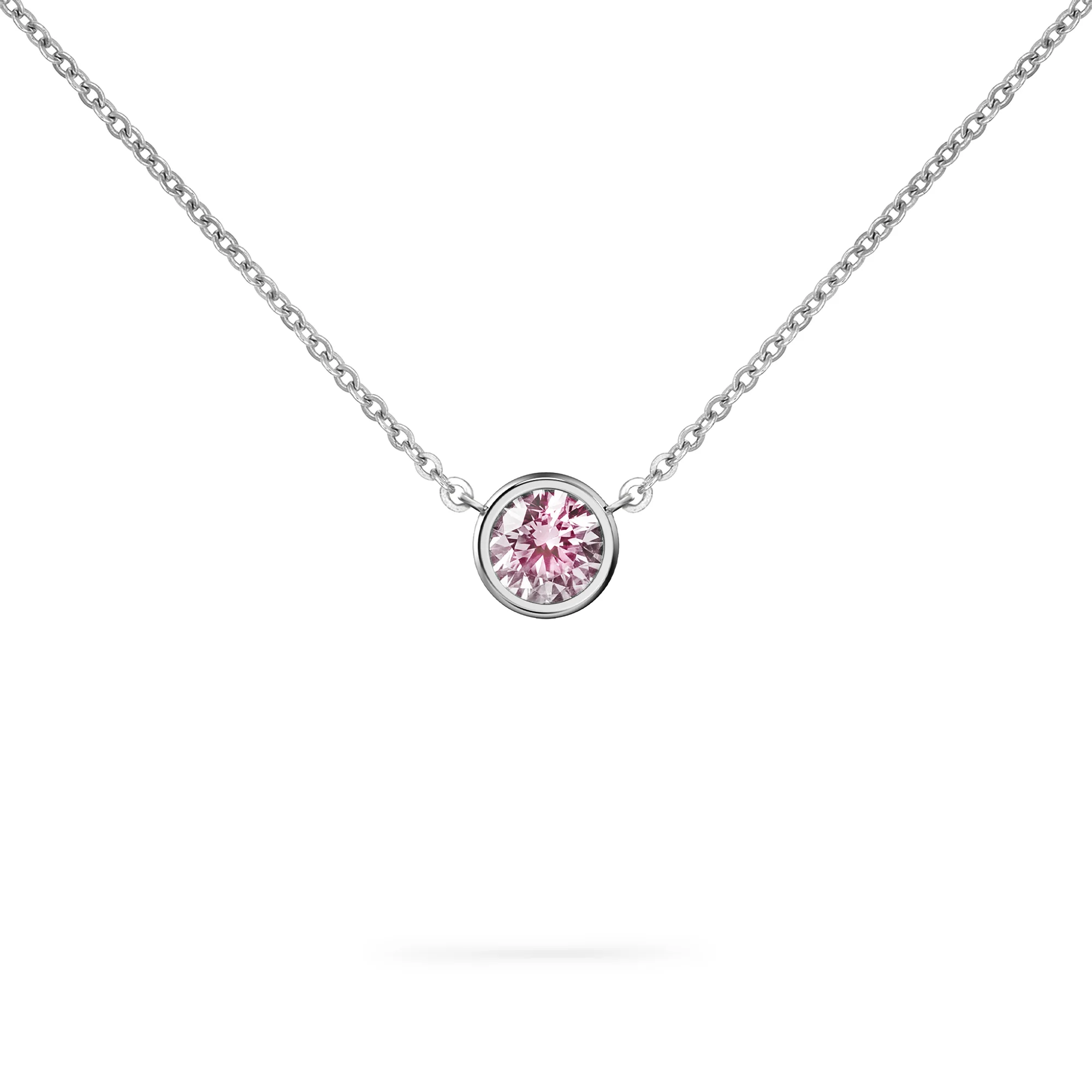 Jamestown Pink Sapphire Solitaire Necklace in 14k Gold (October) - Image 5