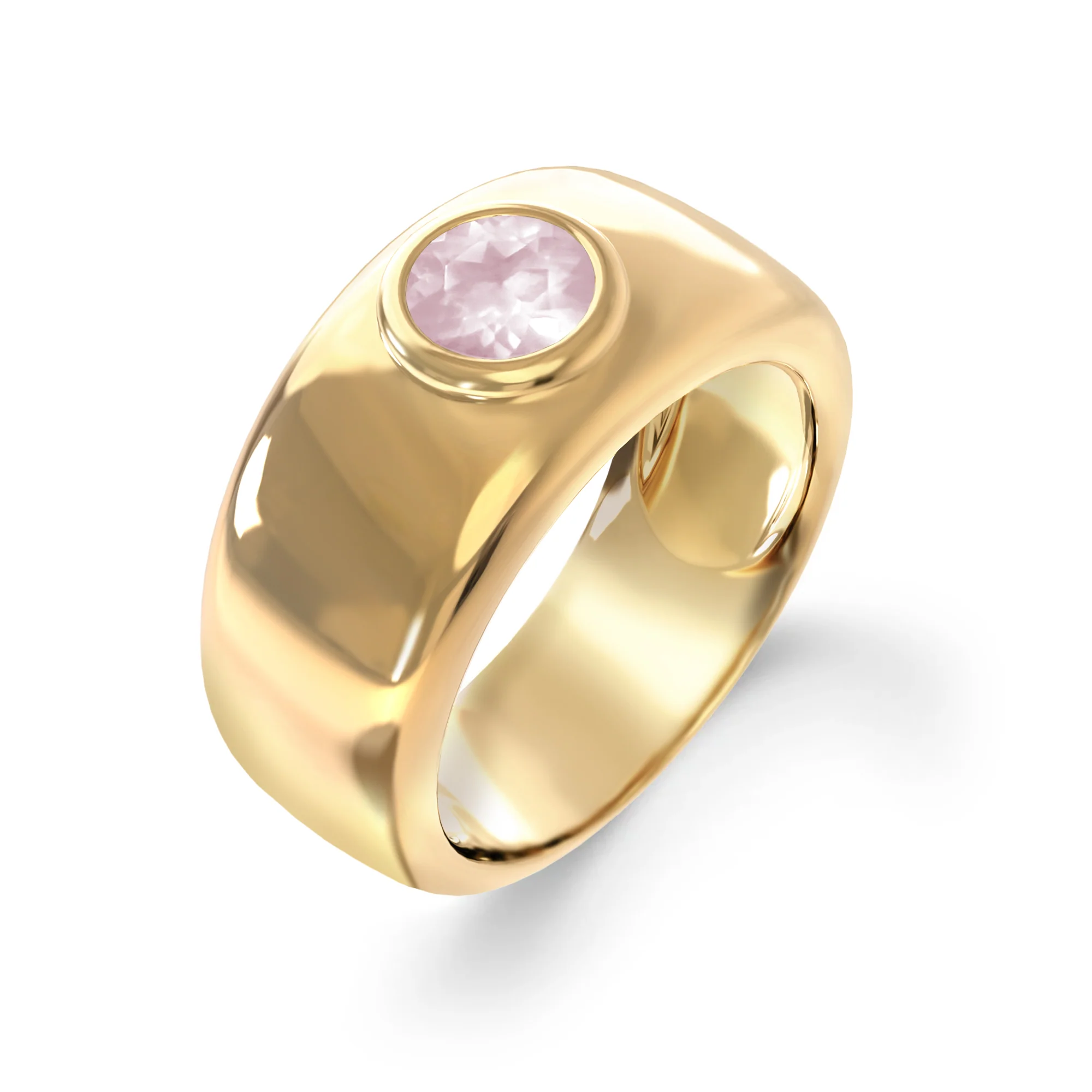 Jamestown Rose Quartz Band Ring in 14k Gold (October) - Image 4