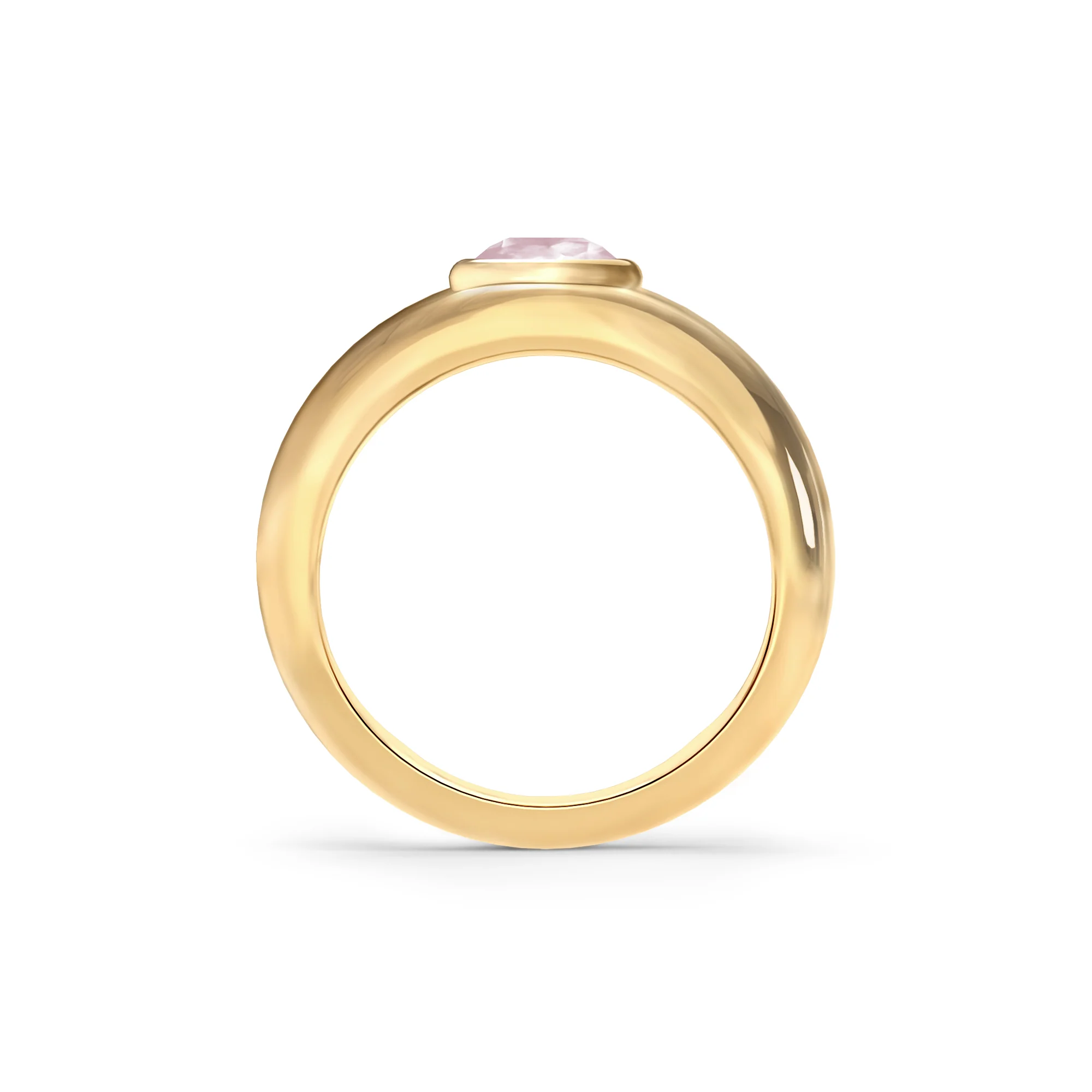 Jamestown Rose Quartz Band Ring in 14k Gold (October) - Image 5
