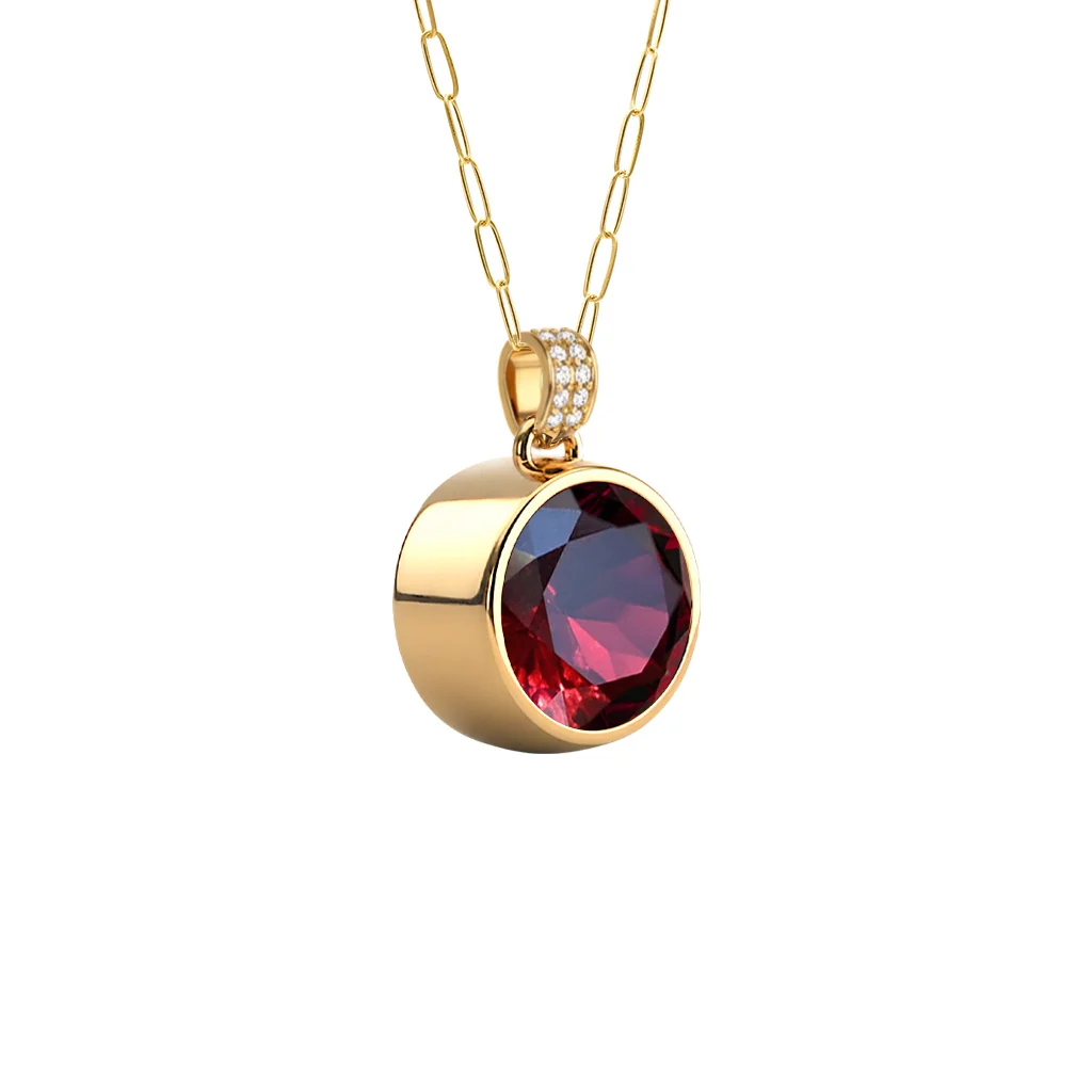 Jamestown Ruby Pendant with Diamond Bail in 14k Gold (July) - Image 4