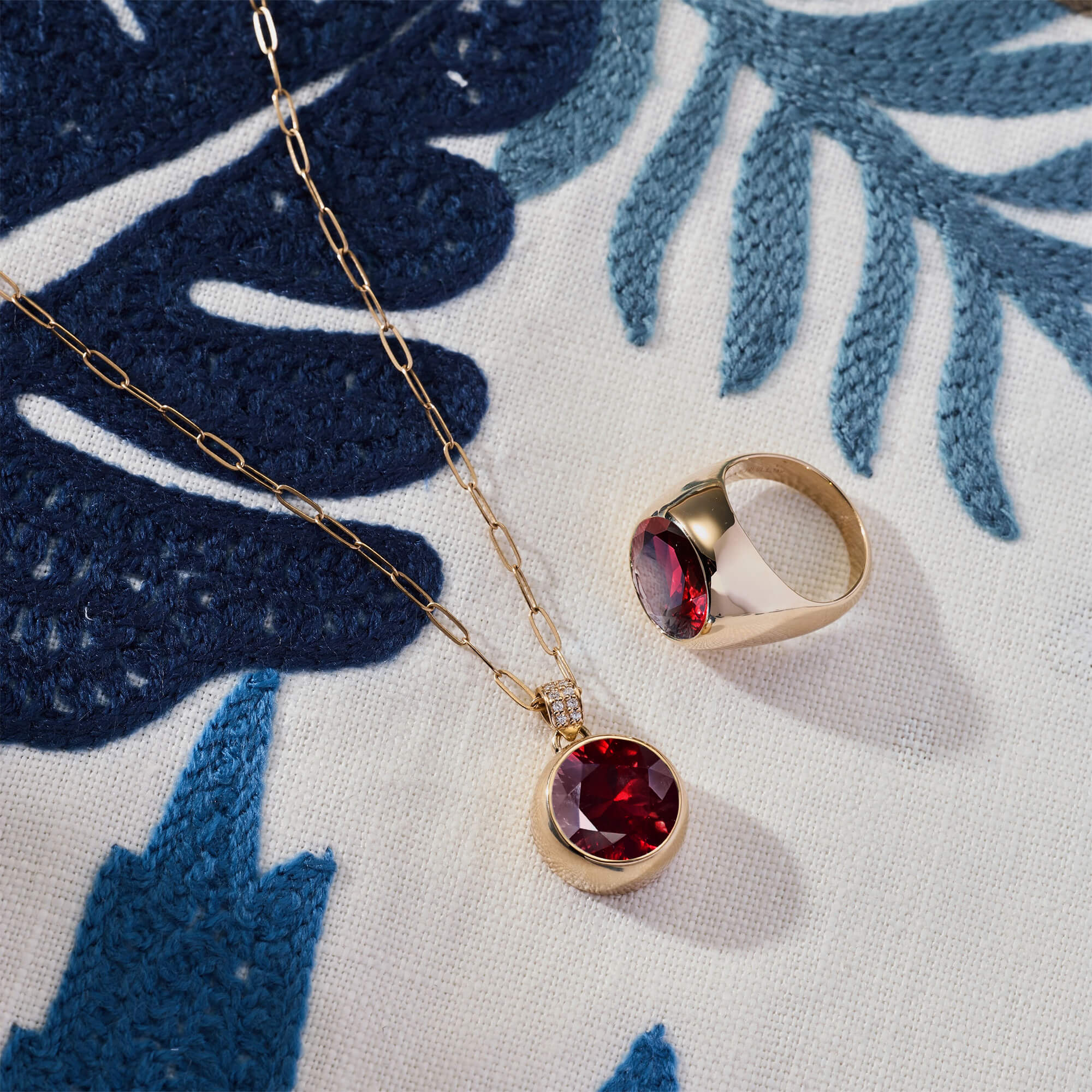 Jamestown Ruby Pendant with Diamond Bail in 14k Gold (July) - Image 6