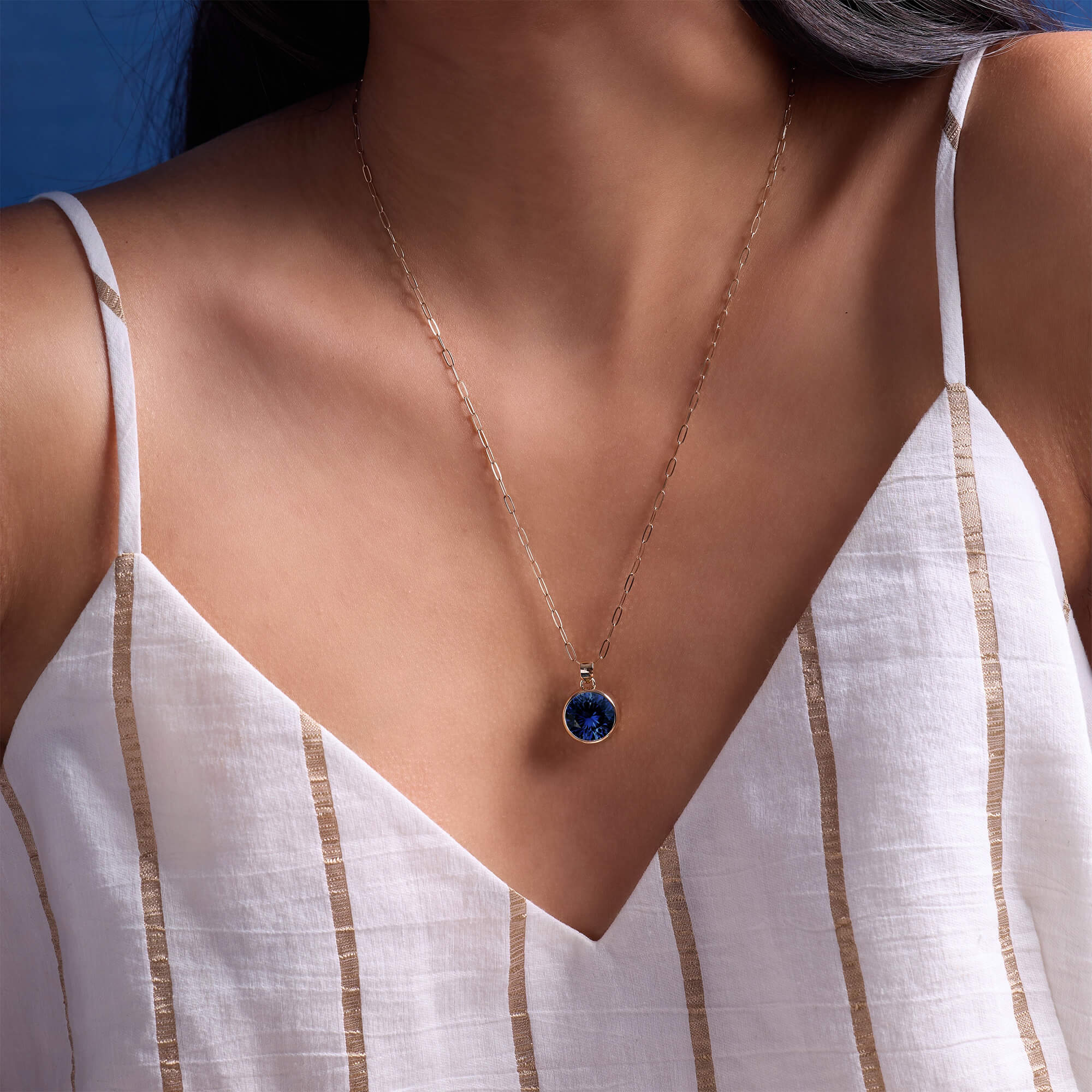 Jamestown Sapphire Pendant in 14k Gold (September) - Image 2