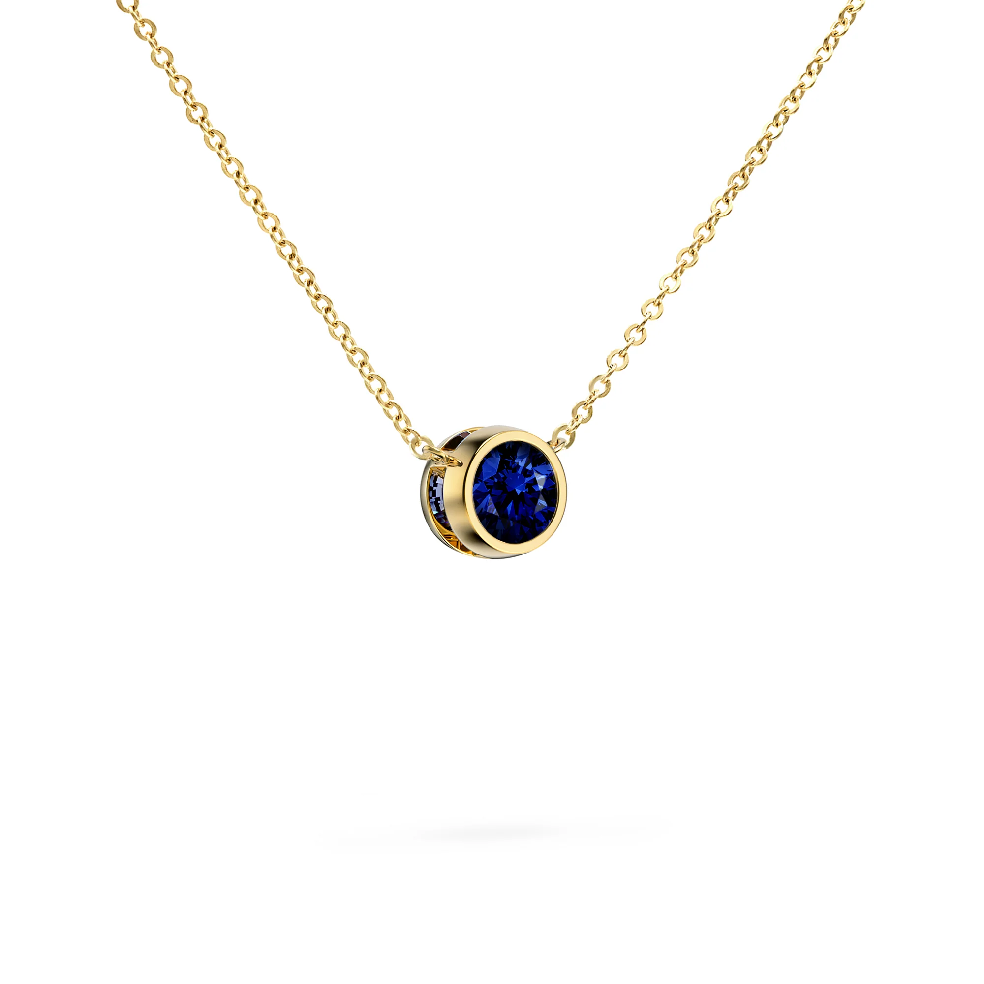 Jamestown Sapphire Solitaire Necklace in 14k Gold (September) - Image 4