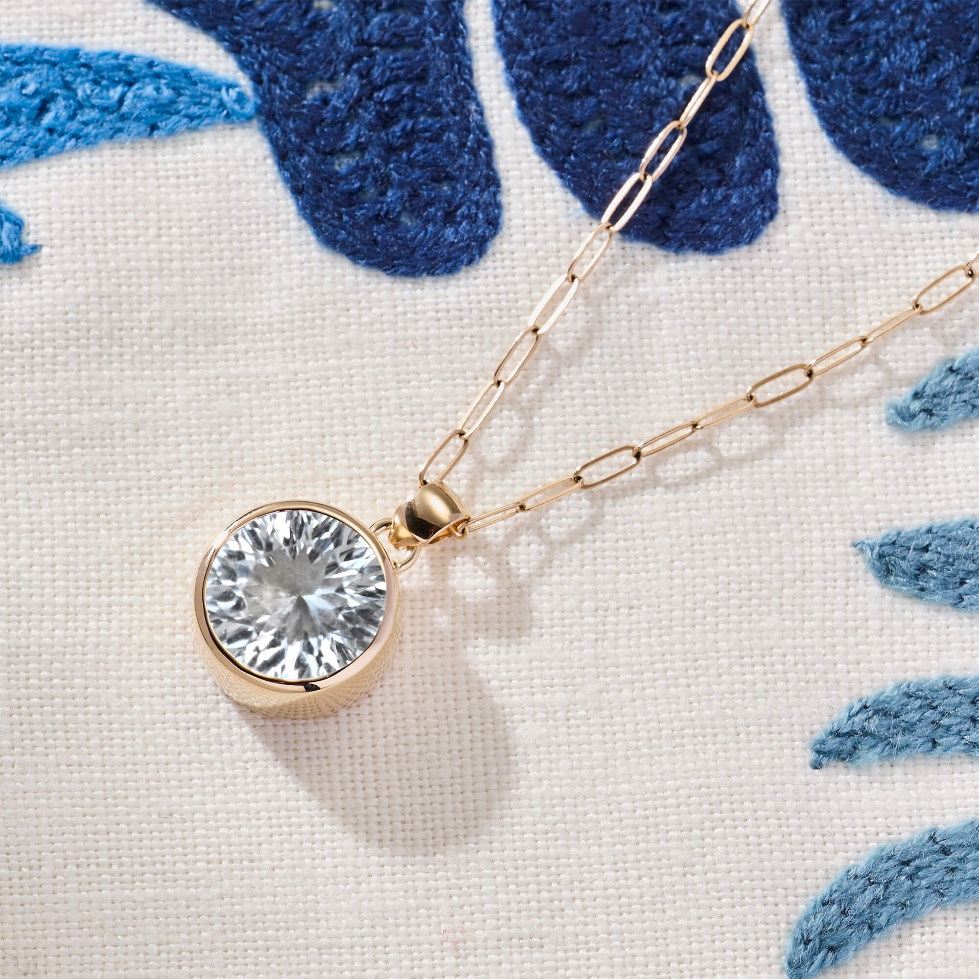 Jamestown White Topaz Pendant in 14k Gold (April) - Image 6