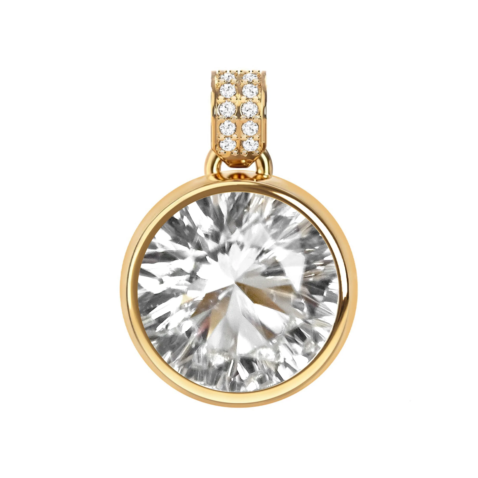 Jamestown White Topaz Pendant with Diamond Bail in 14k Gold (April)