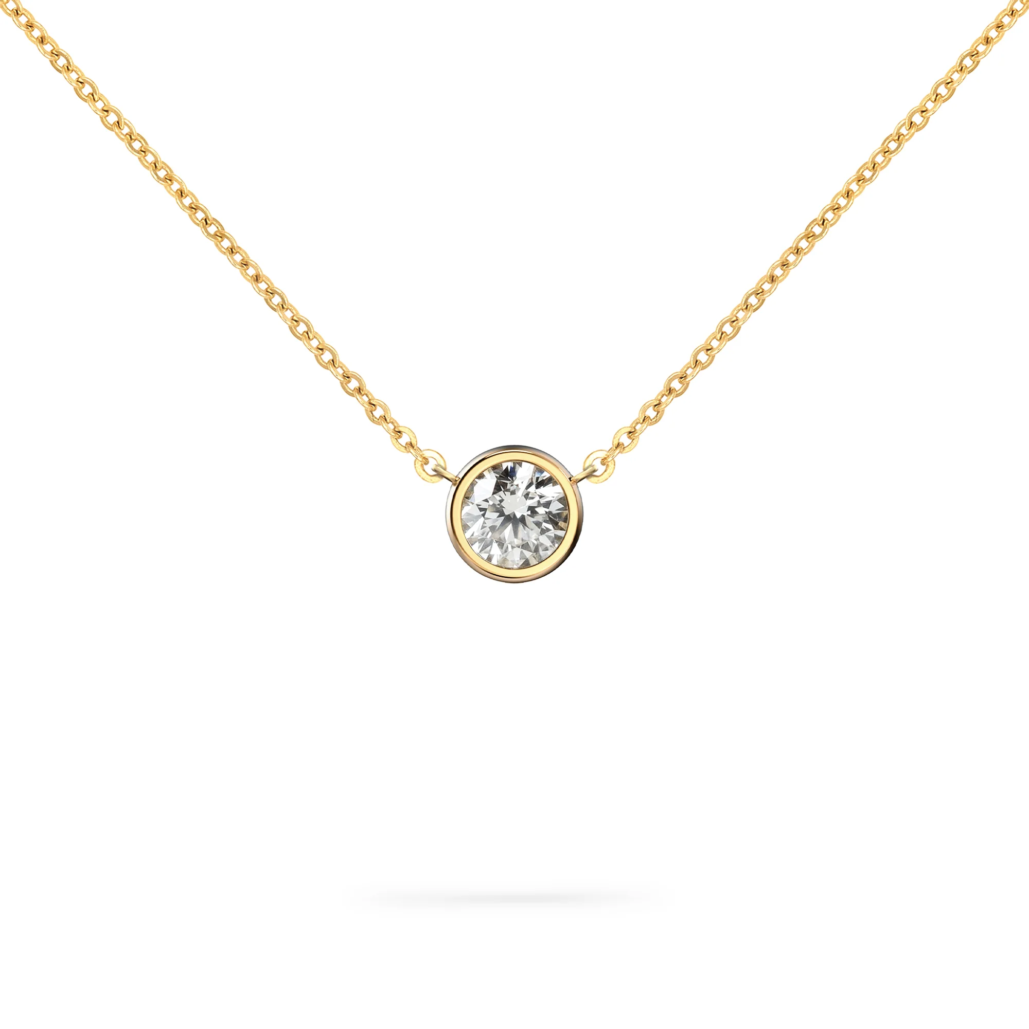 Jamestown White Topaz Solitaire Necklace in 14k Gold (April)