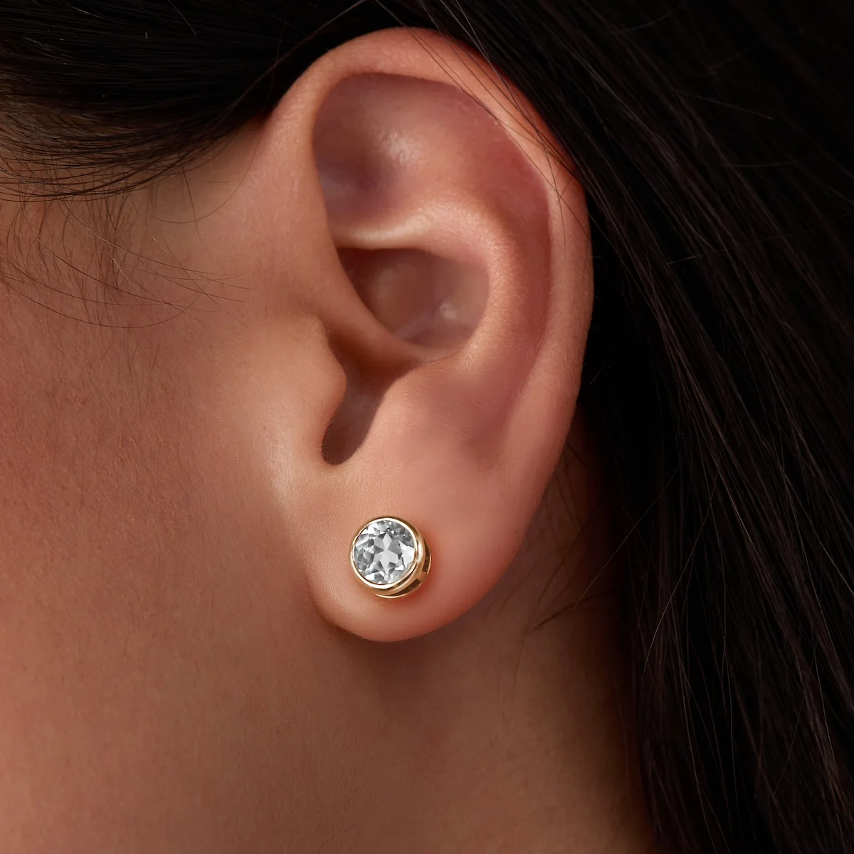 Jamestown White Topaz Stud Earrings in 14k Gold (April) - Image 6
