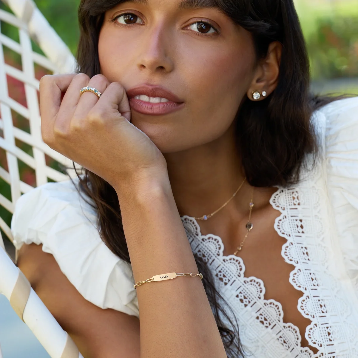 Large 1 Nameplate Bracelet on Adelaide in 14k Gold - Image 2