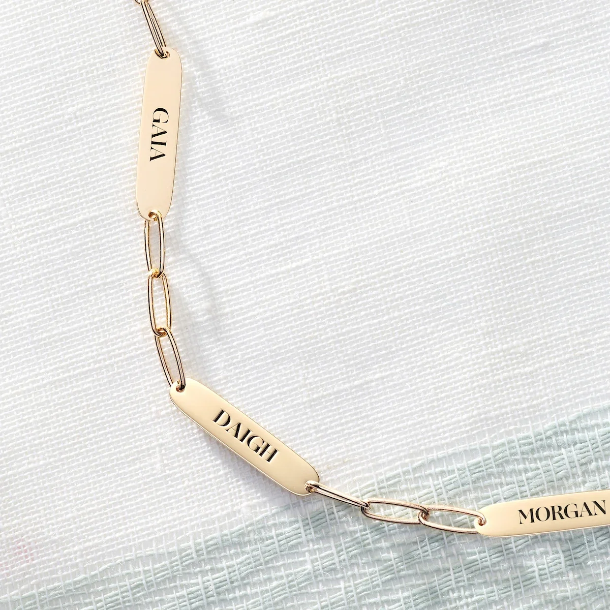 Large 3 Nameplate Bracelet on Adelaide in 14k Gold - Image 6