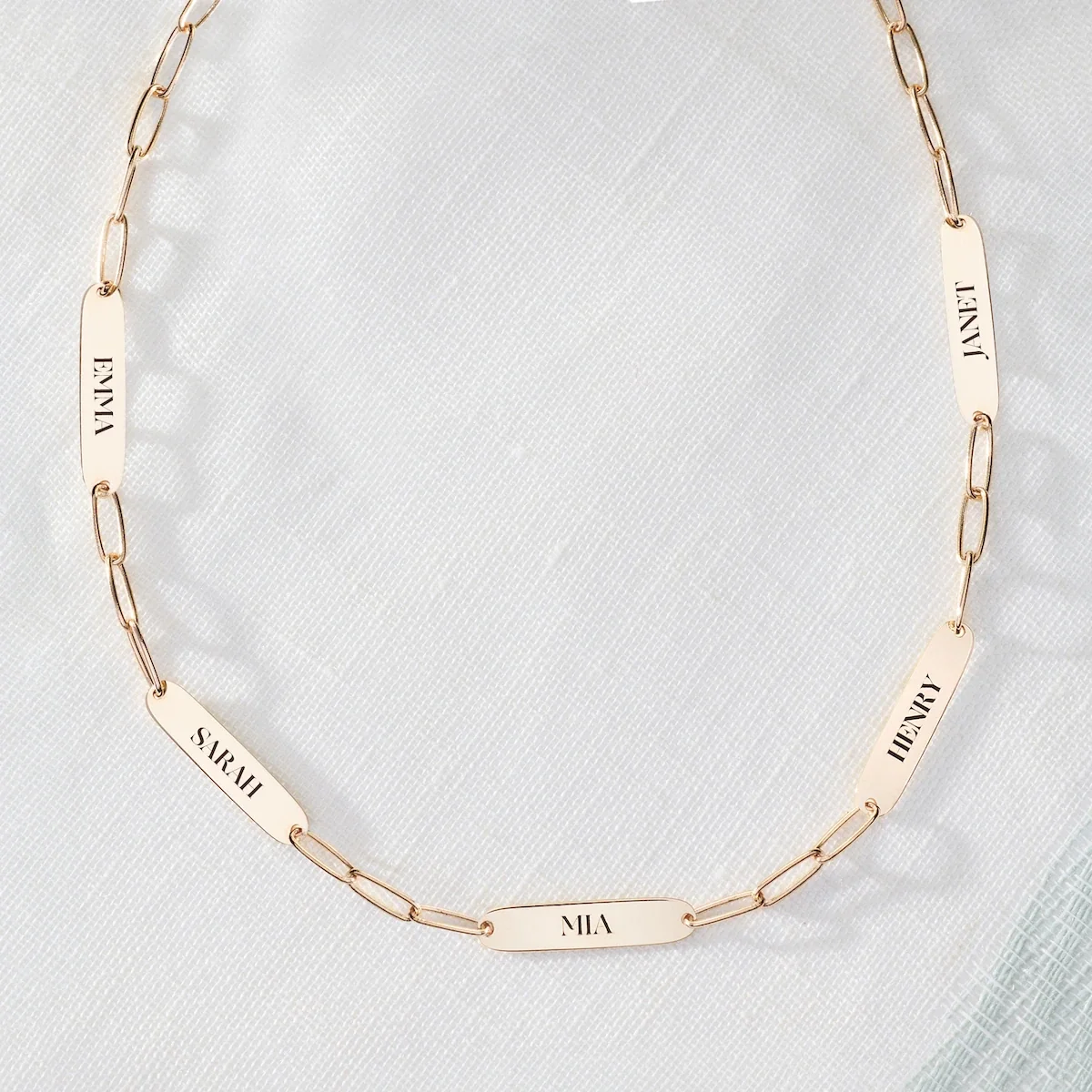 Large 5 Nameplate Necklace on Adelaide in 14k Gold - Image 6