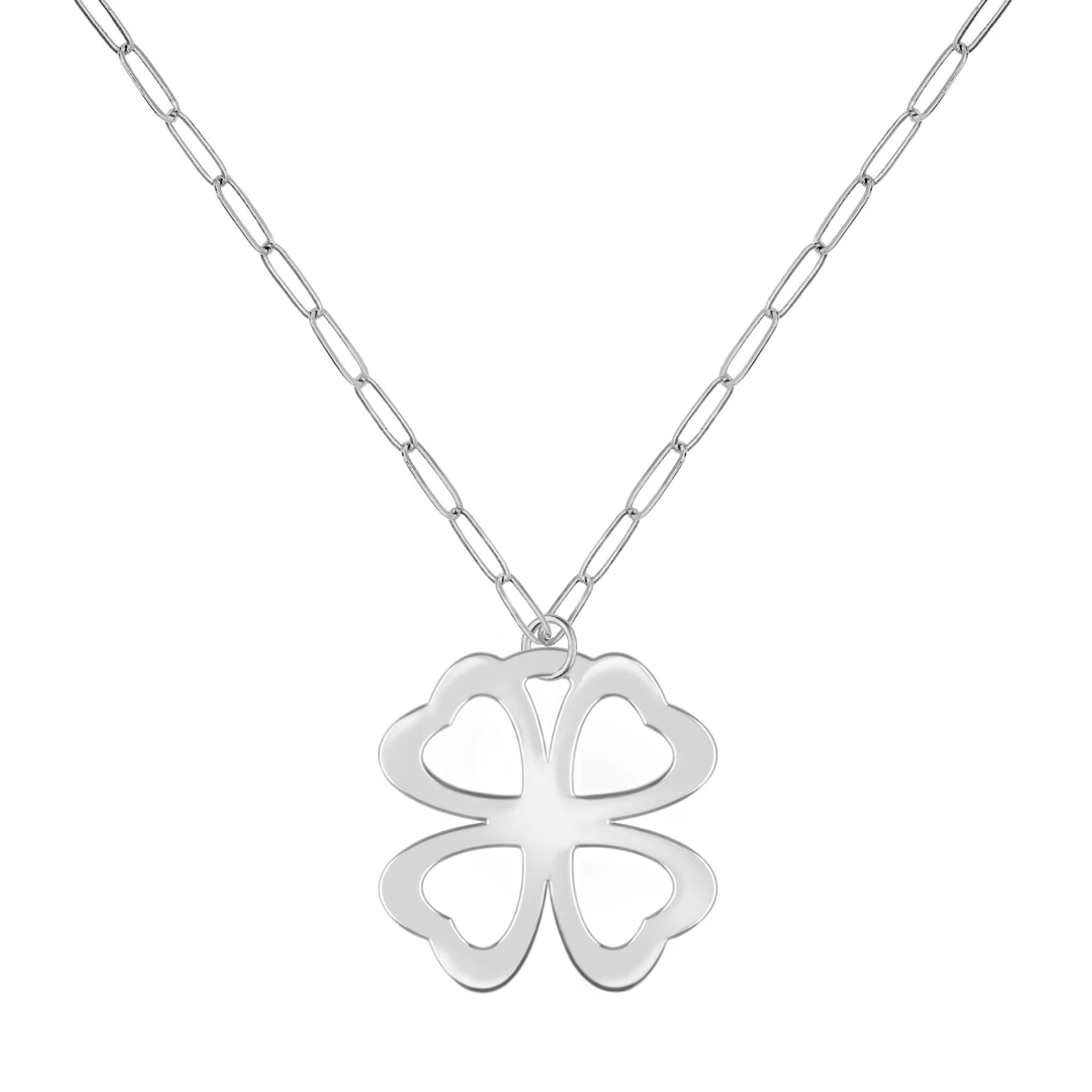Large Flat Clover Pendant with Adelaide Mini Chain in 14k Gold - Image 5