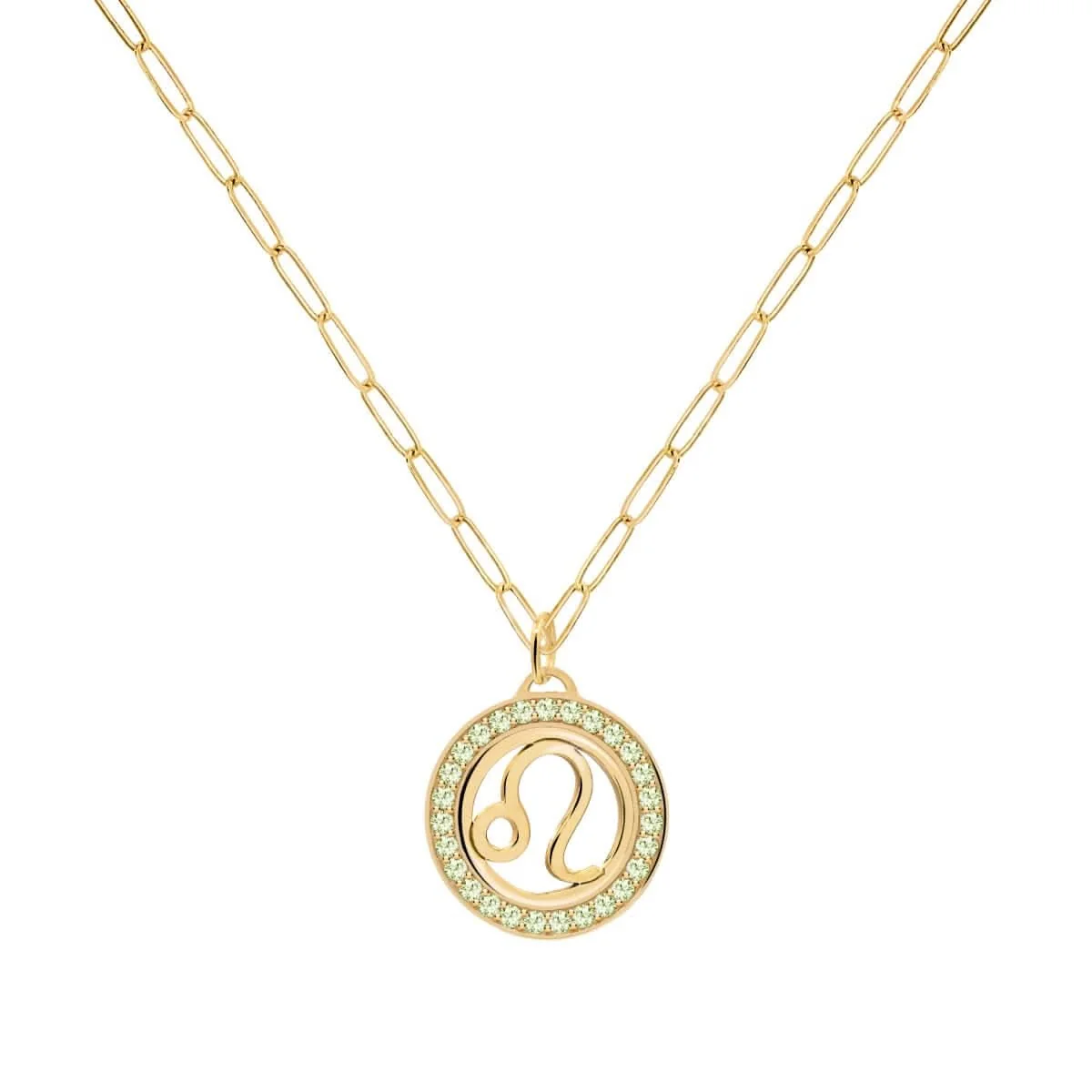 Leo & Birthstone Pendant in 14k Gold - Image 5