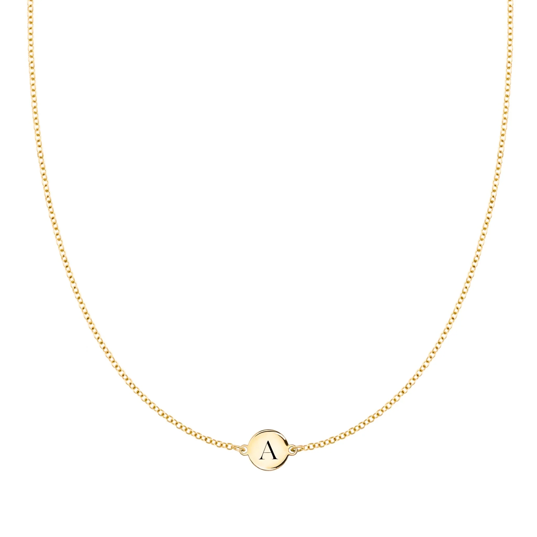 Letter A Necklace in 14k Gold