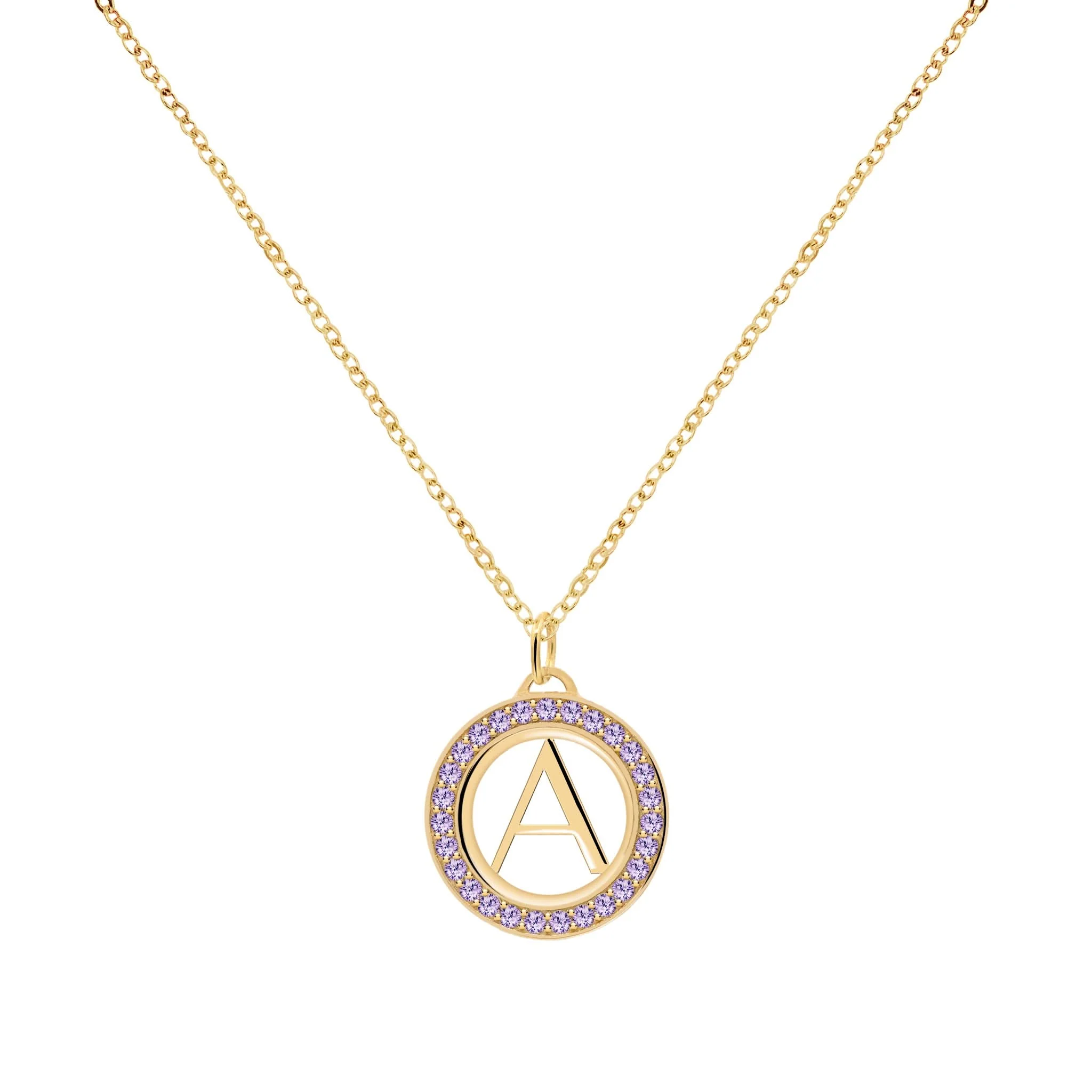 Letter & Amethyst Pendant in 14k Gold (February) - Image 4