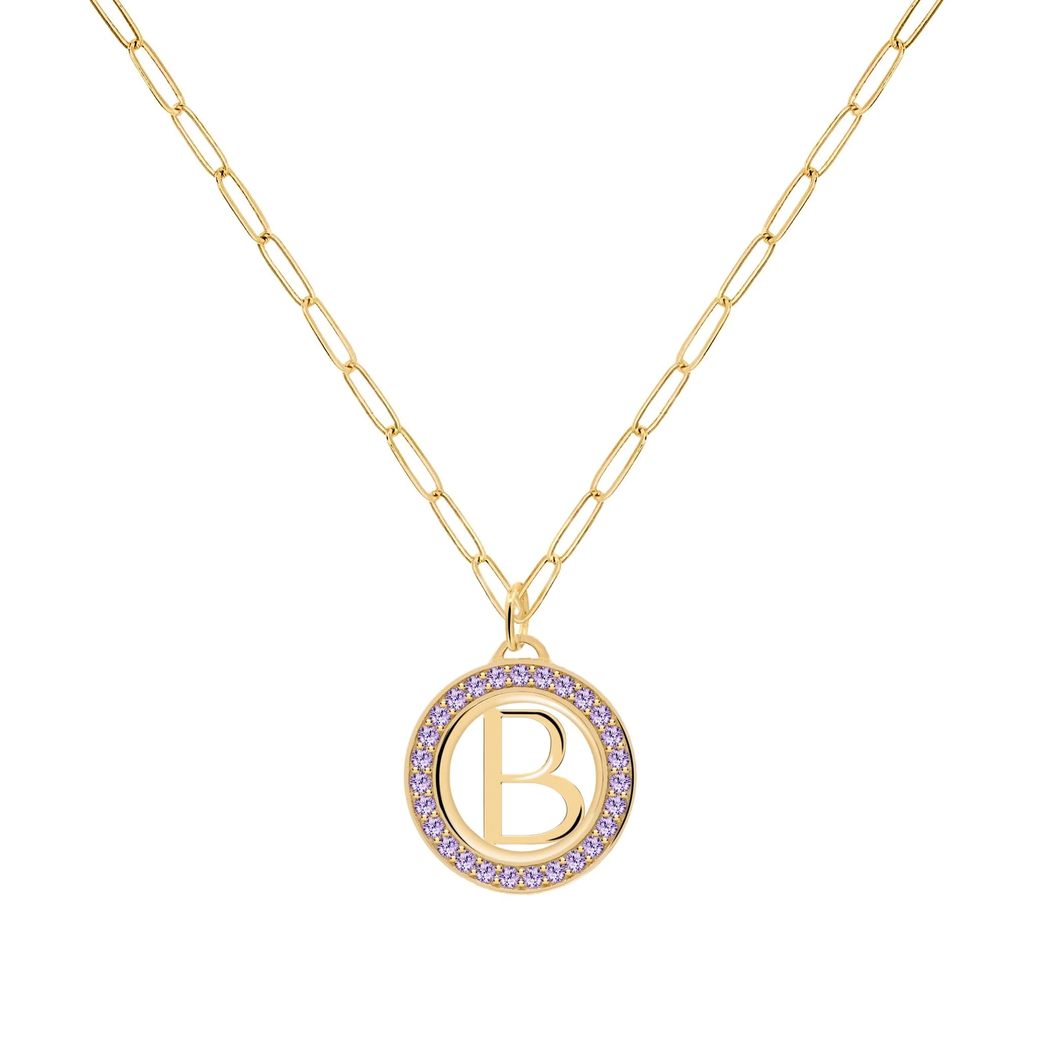 Letter & Amethyst Pendant in 14k Gold (February) - Image 5