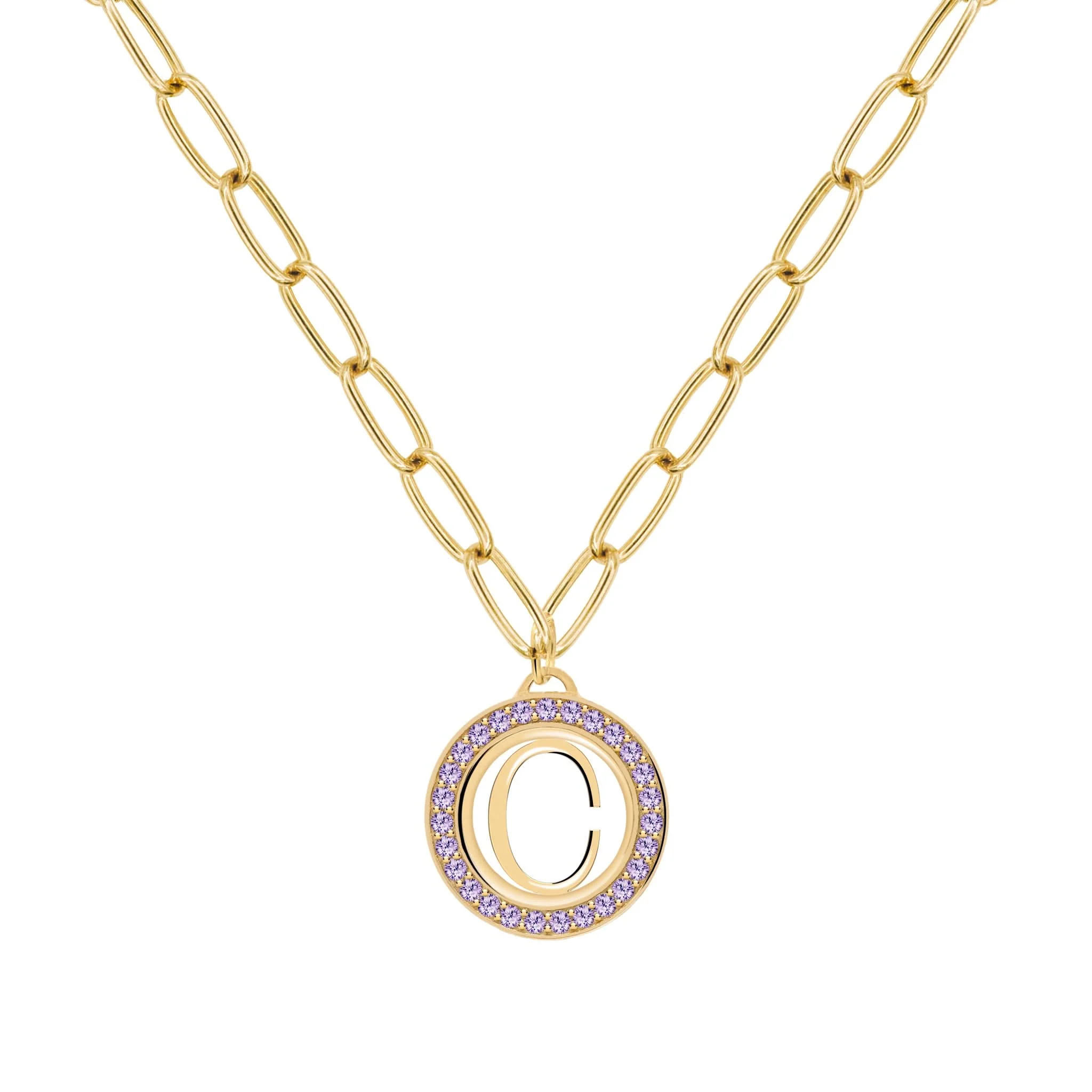Letter & Amethyst Pendant in 14k Gold (February) - Image 7