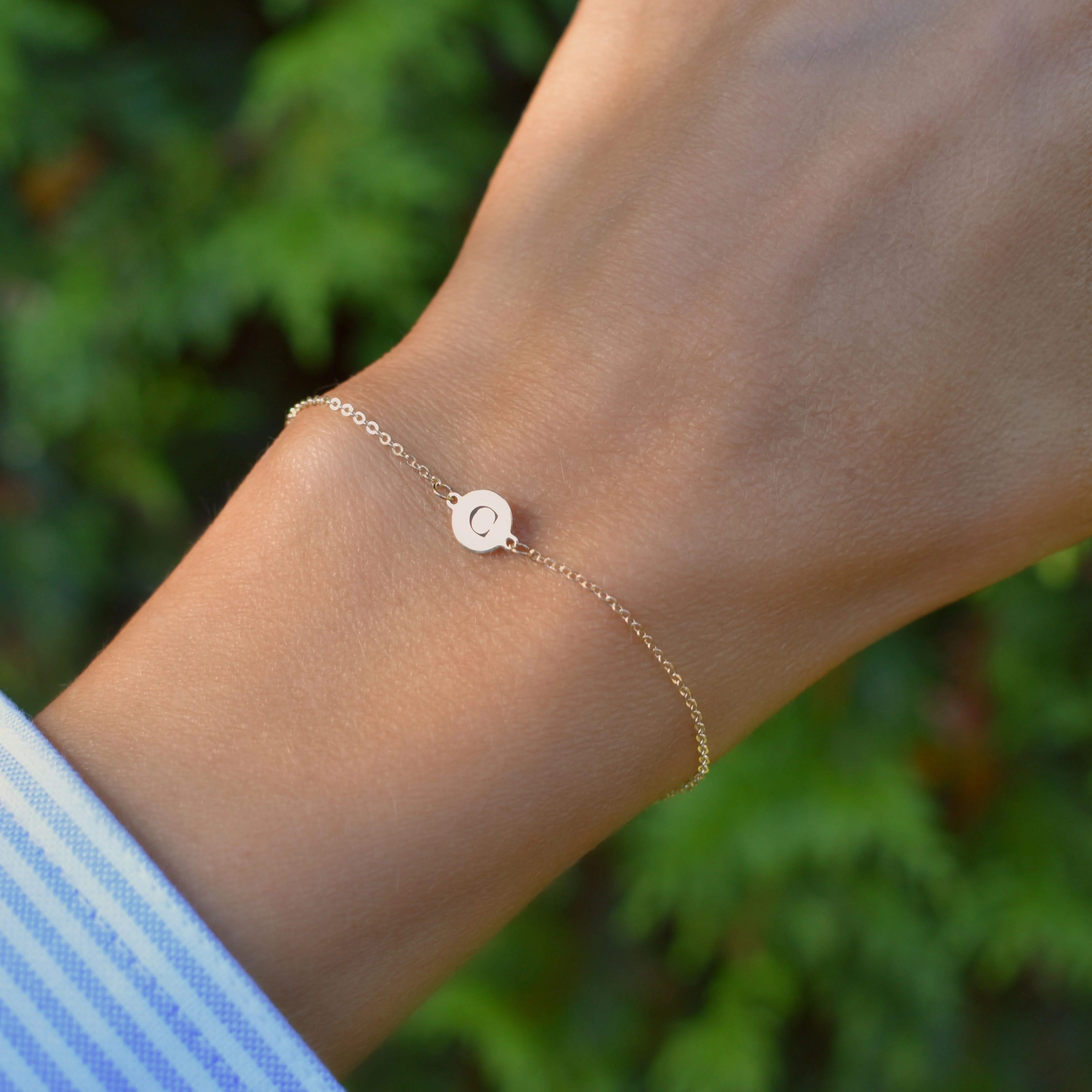 Letter C Bracelet in 14k Gold - Image 2